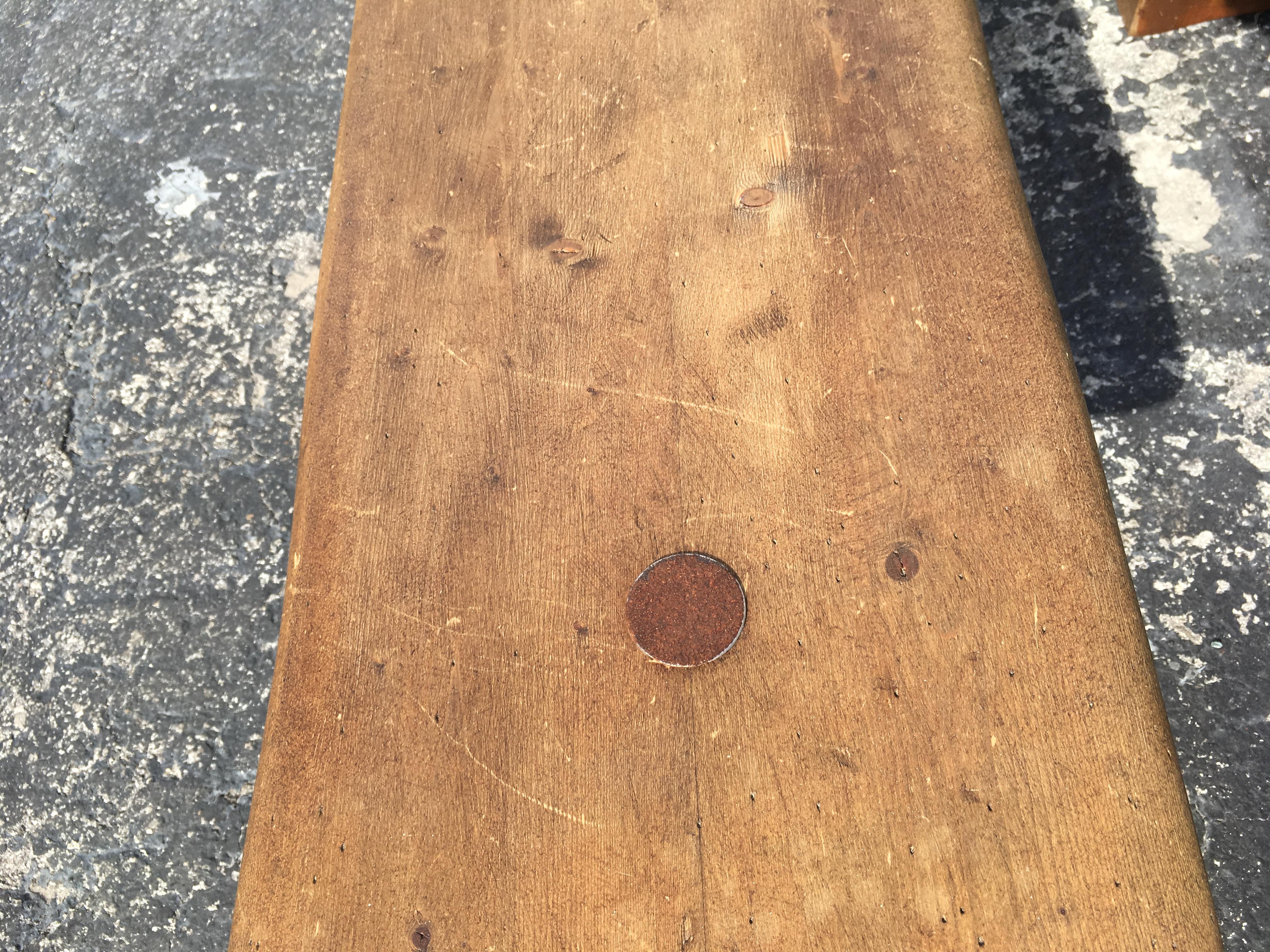 Pair of Benches, Industrial, Farm, Rustic, Wood, Brown In Good Condition In Miami, FL