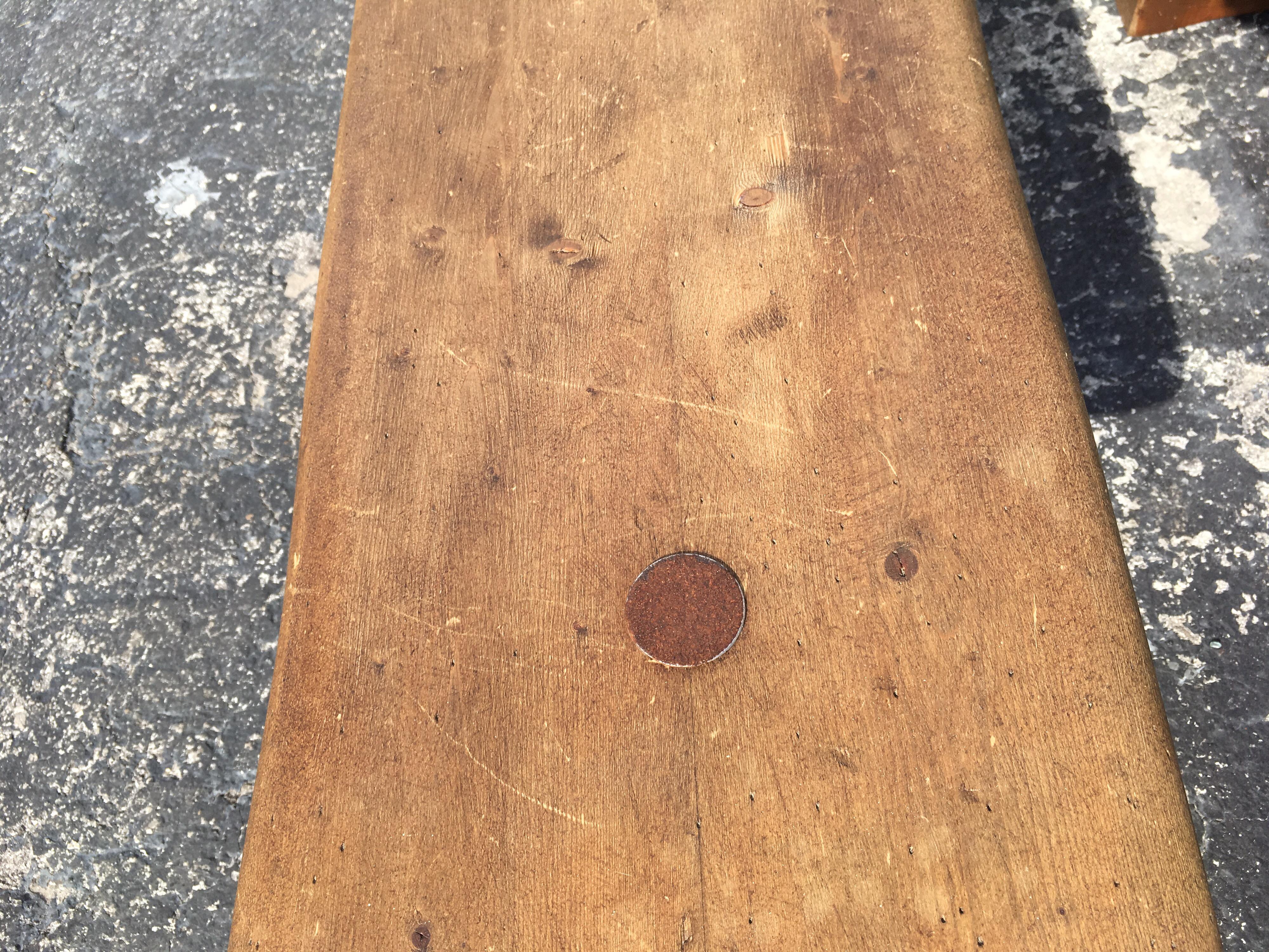 Metal Pair of Benches, Industrial, Farm, Rustic, Wood, Brown