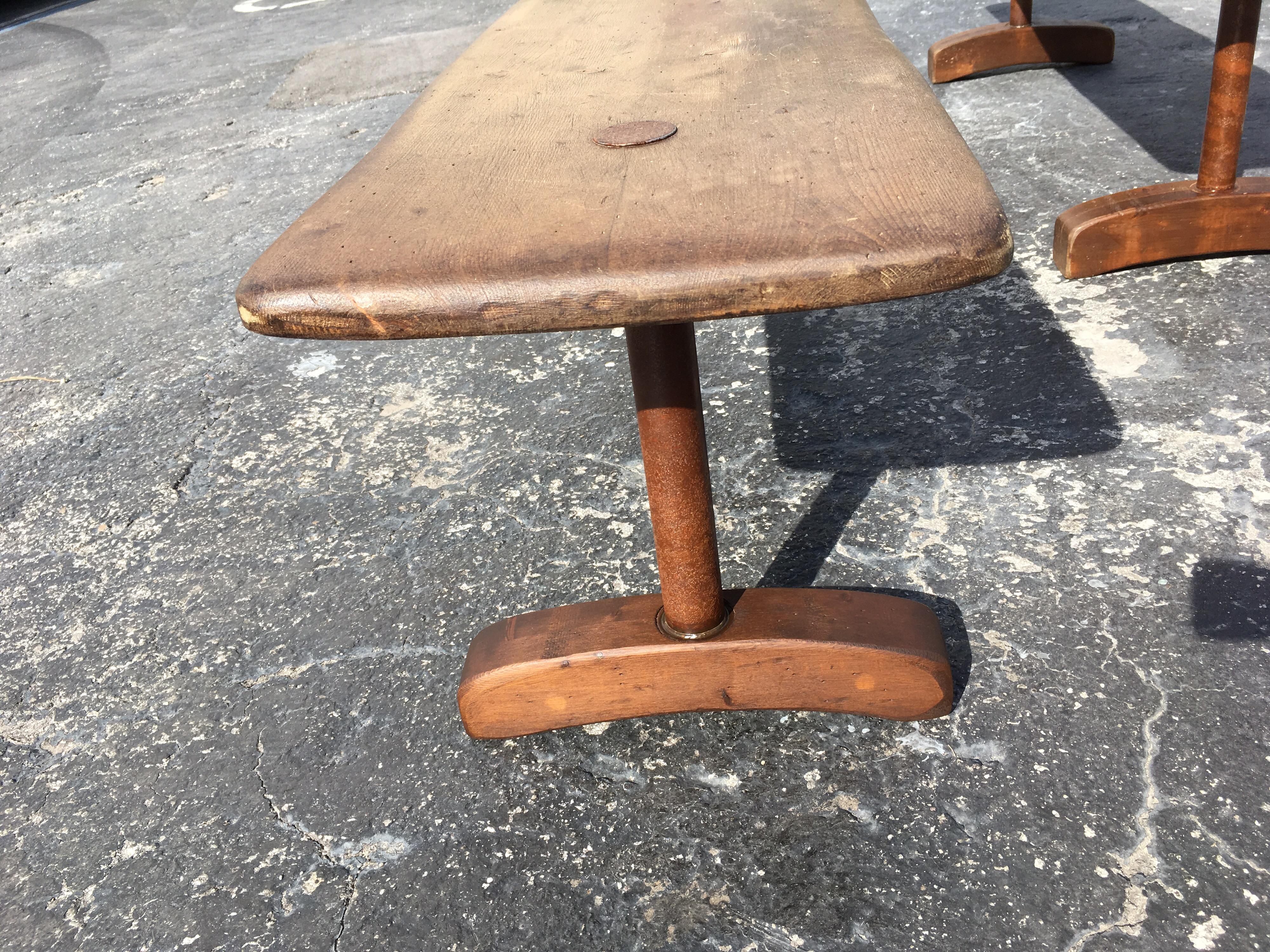 Pair of Benches, Industrial, Farm, Rustic, Wood, Brown 1