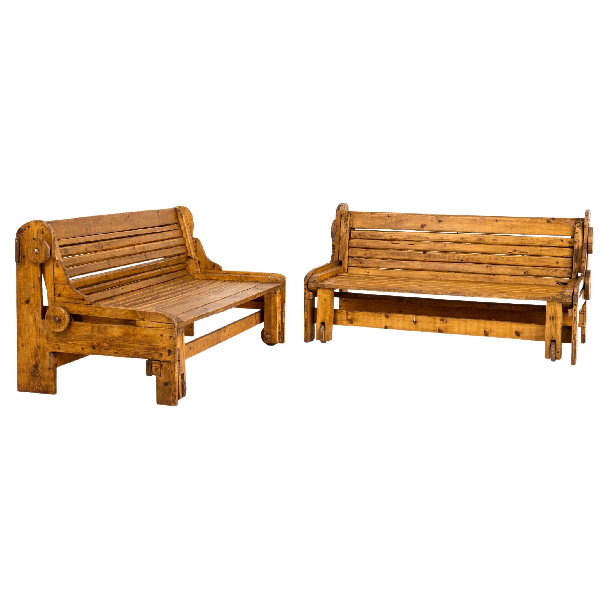Pair of Benches, Italian Manufactory, 1960s For Sale
