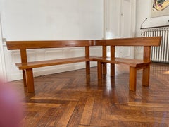 Pair of Benches Round S 35 Pierre Chapo in French Elm, 1970