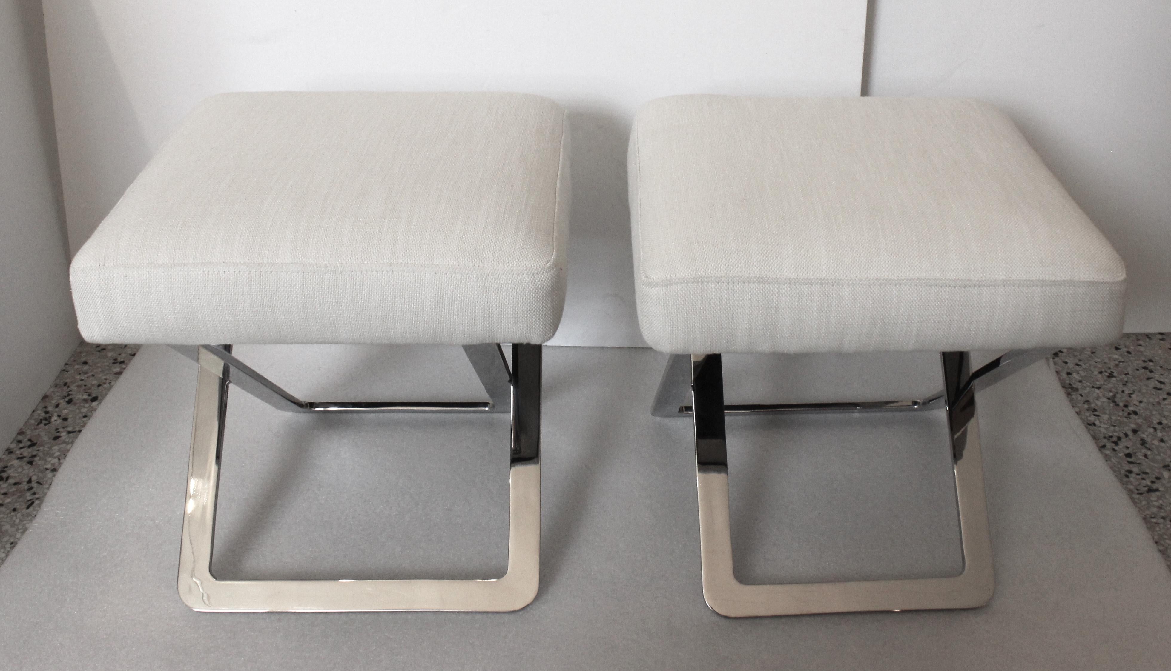 Pair of Benches Style of Milo Baughman In Good Condition For Sale In West Palm Beach, FL