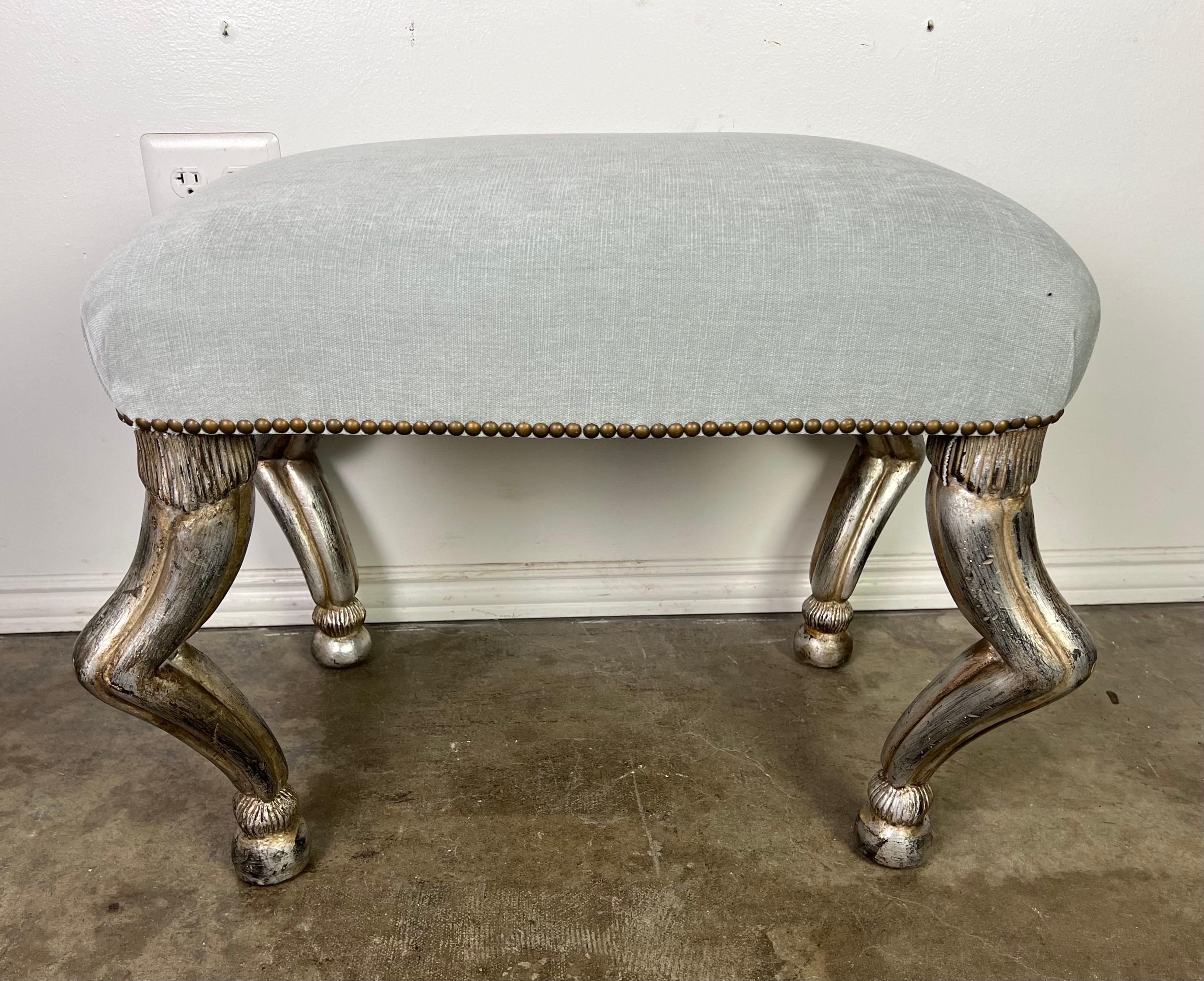 Italian Pair of Benches w/ Silvered Antelope Legs  For Sale