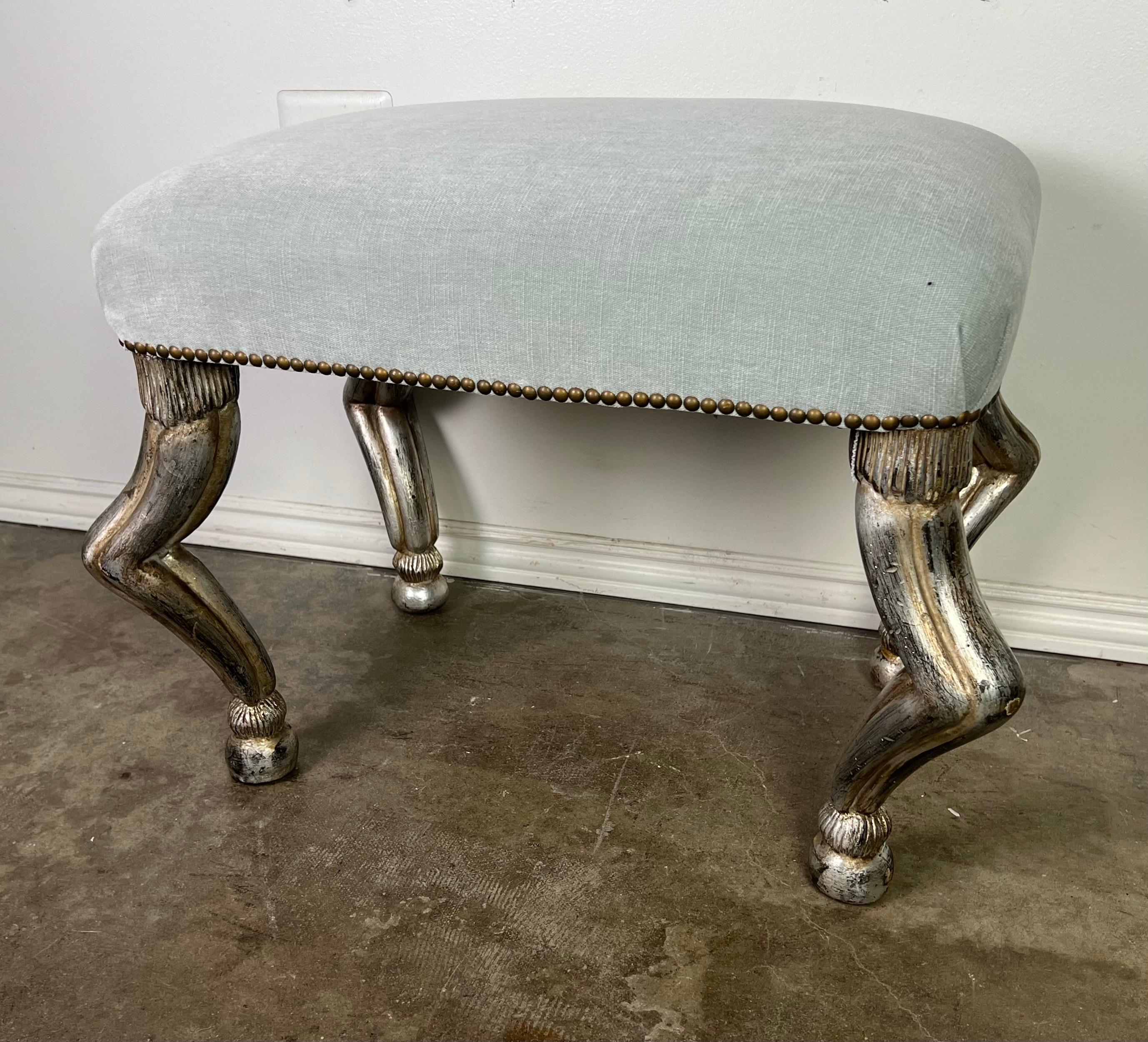Pair of Benches w/ Silvered Antelope Legs  In Excellent Condition For Sale In Los Angeles, CA
