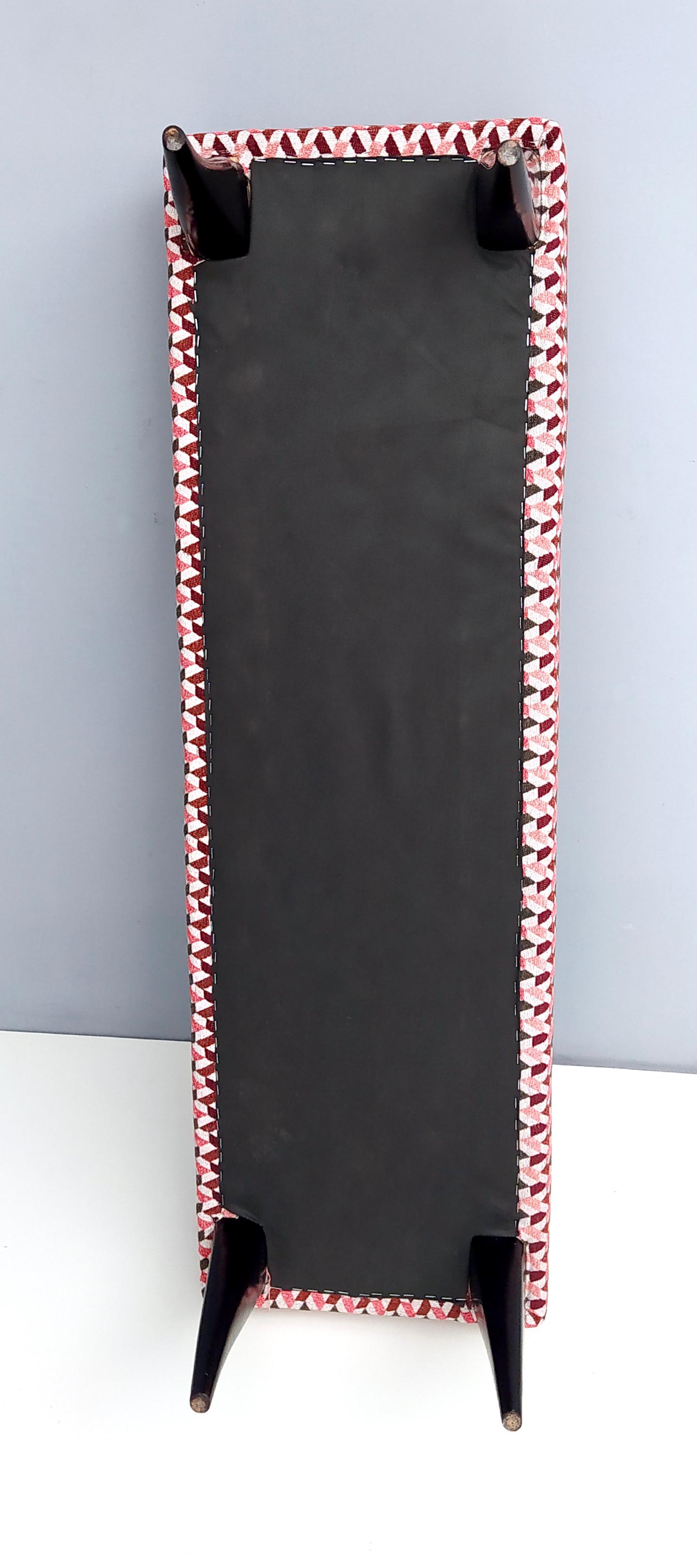 Paire de bancs vintage avec tapisserie de tissu à motifs rouges, Italie en vente 3