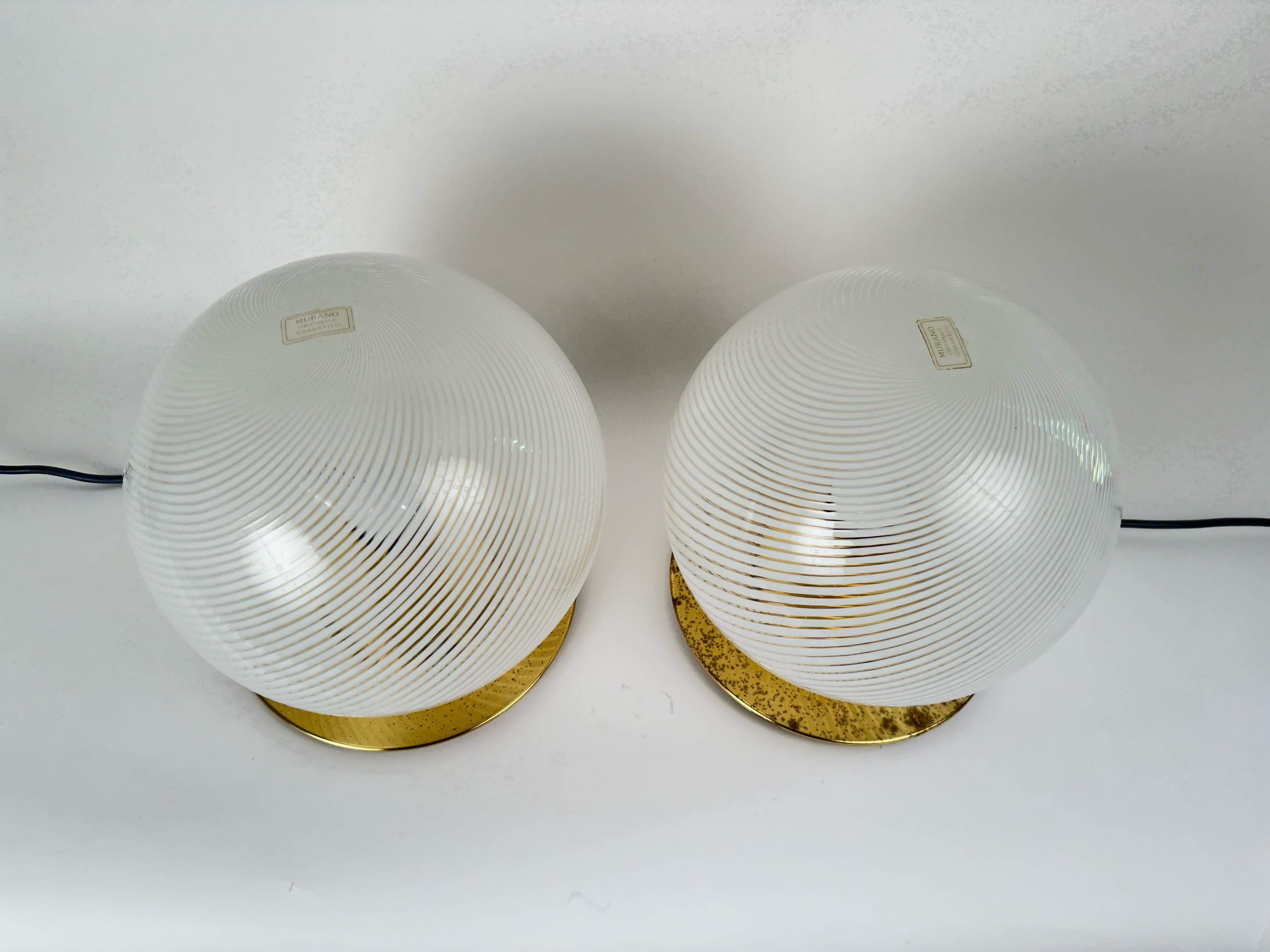Mid-Century Modern Pair of Benini Murano Table Lamps, Stamped, Italy 1960