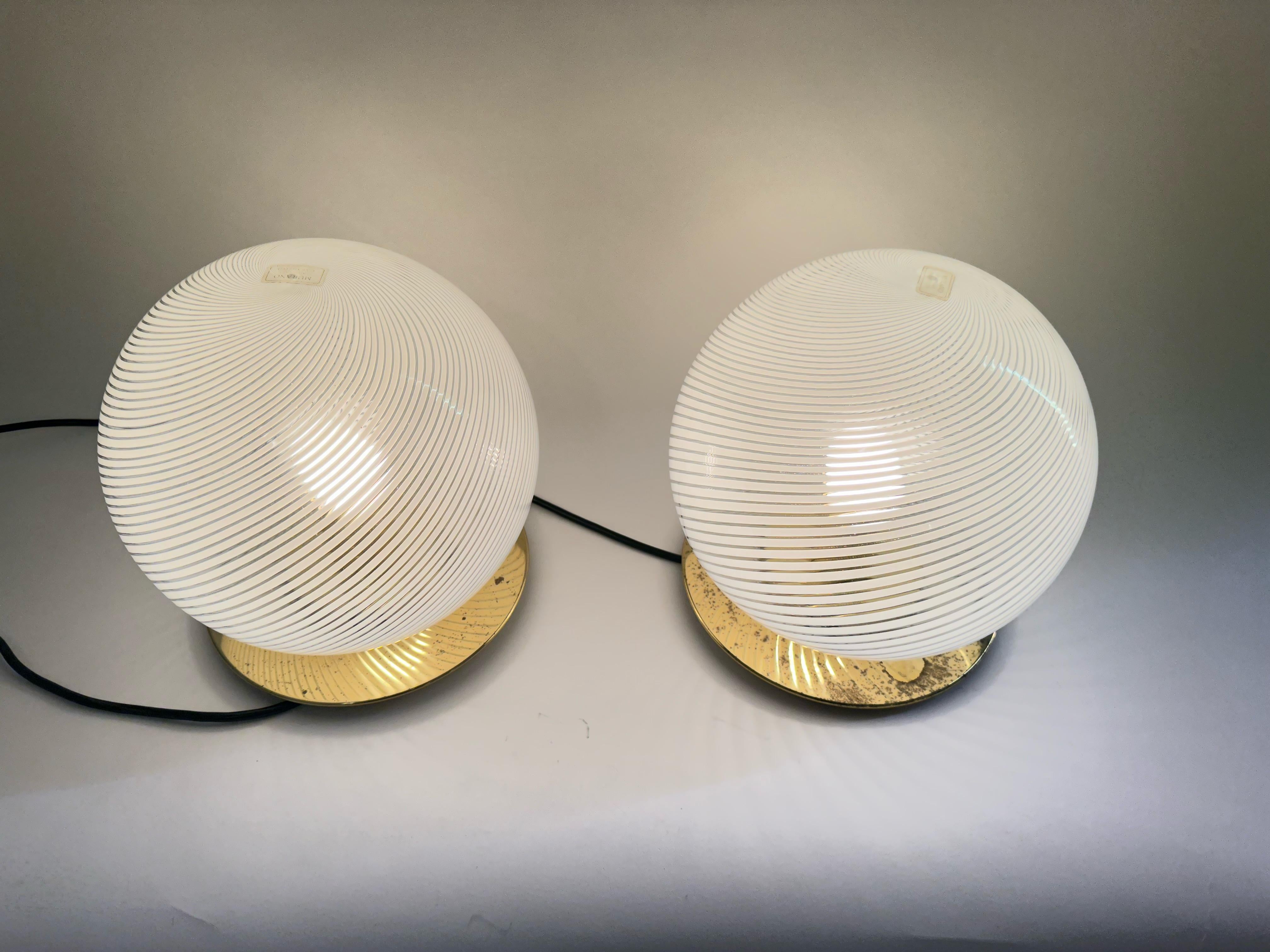 Mid-20th Century Pair of Benini Murano Table Lamps, Stamped, Italy 1960
