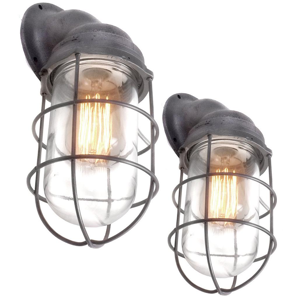 Pair of Benjamin Explosion Proof Caged Sconces