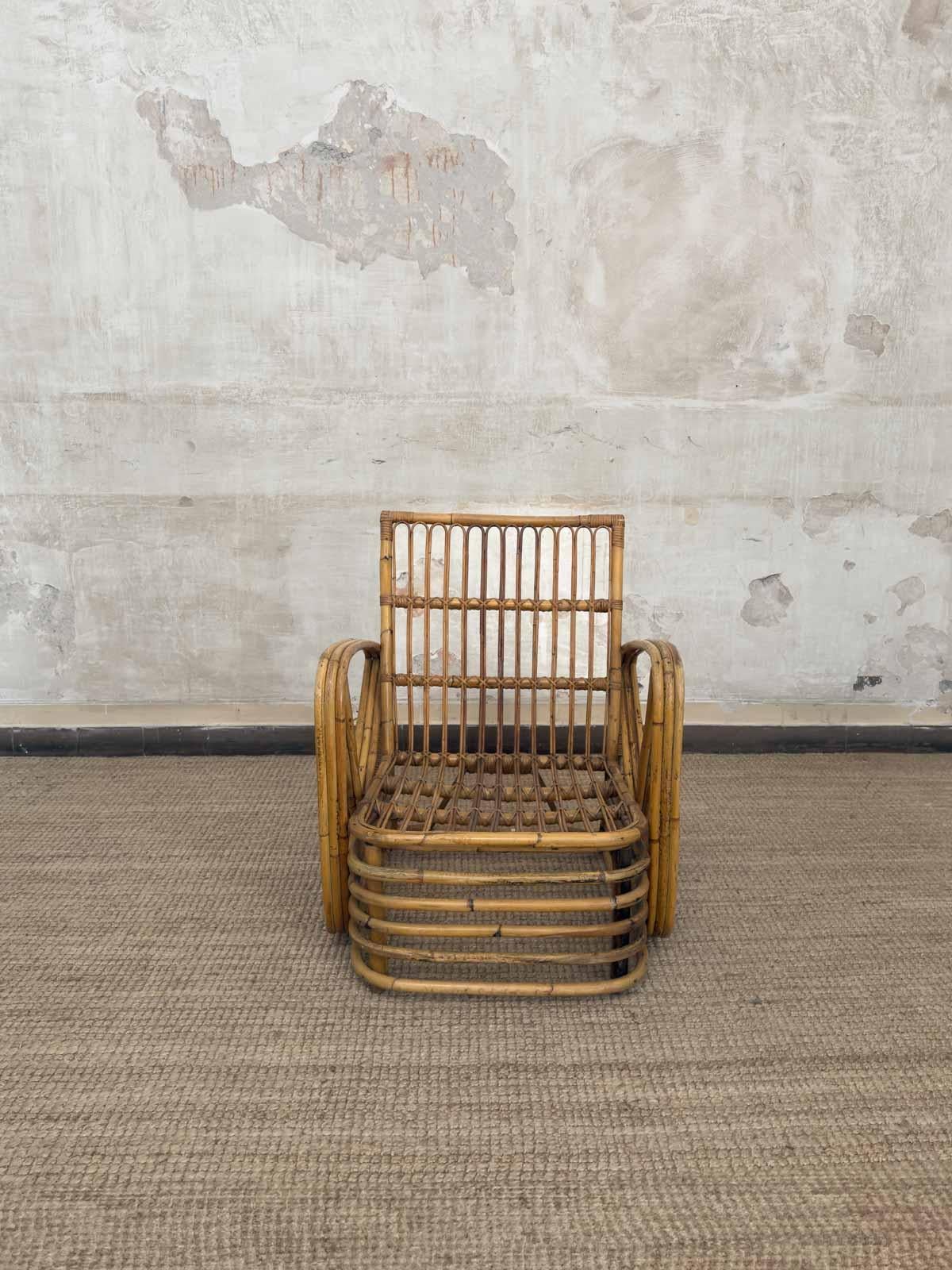 Pair of Bent Bamboo Armchairs By Paul Frankl, 1940s mediados del siglo XX en venta