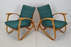Pair of Bent Beechwood Armchairs, Design Jan Vaněk, 1930's.