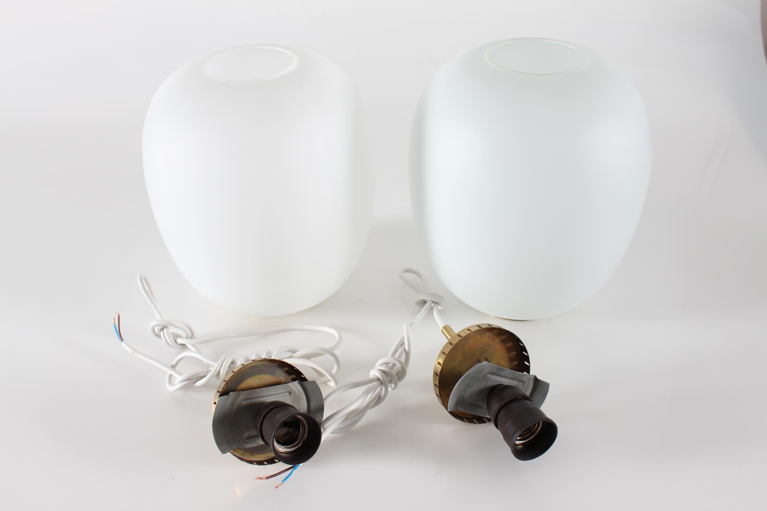 Pair of Bent Karlby Small China Pendants of Opaline Glass + Brass by Lyfa, 1960s For Sale 10