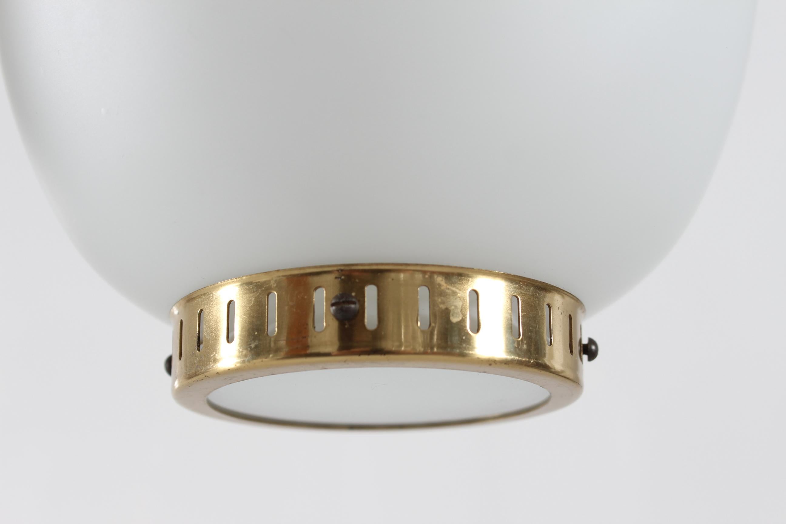 Pair of Bent Karlby Small China Pendants of Opaline Glass + Brass by Lyfa, 1960s For Sale 2