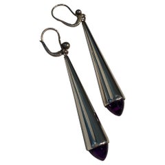 Paire de boucles d'oreilles Bent Knudsen en argent sterling avec améthyste