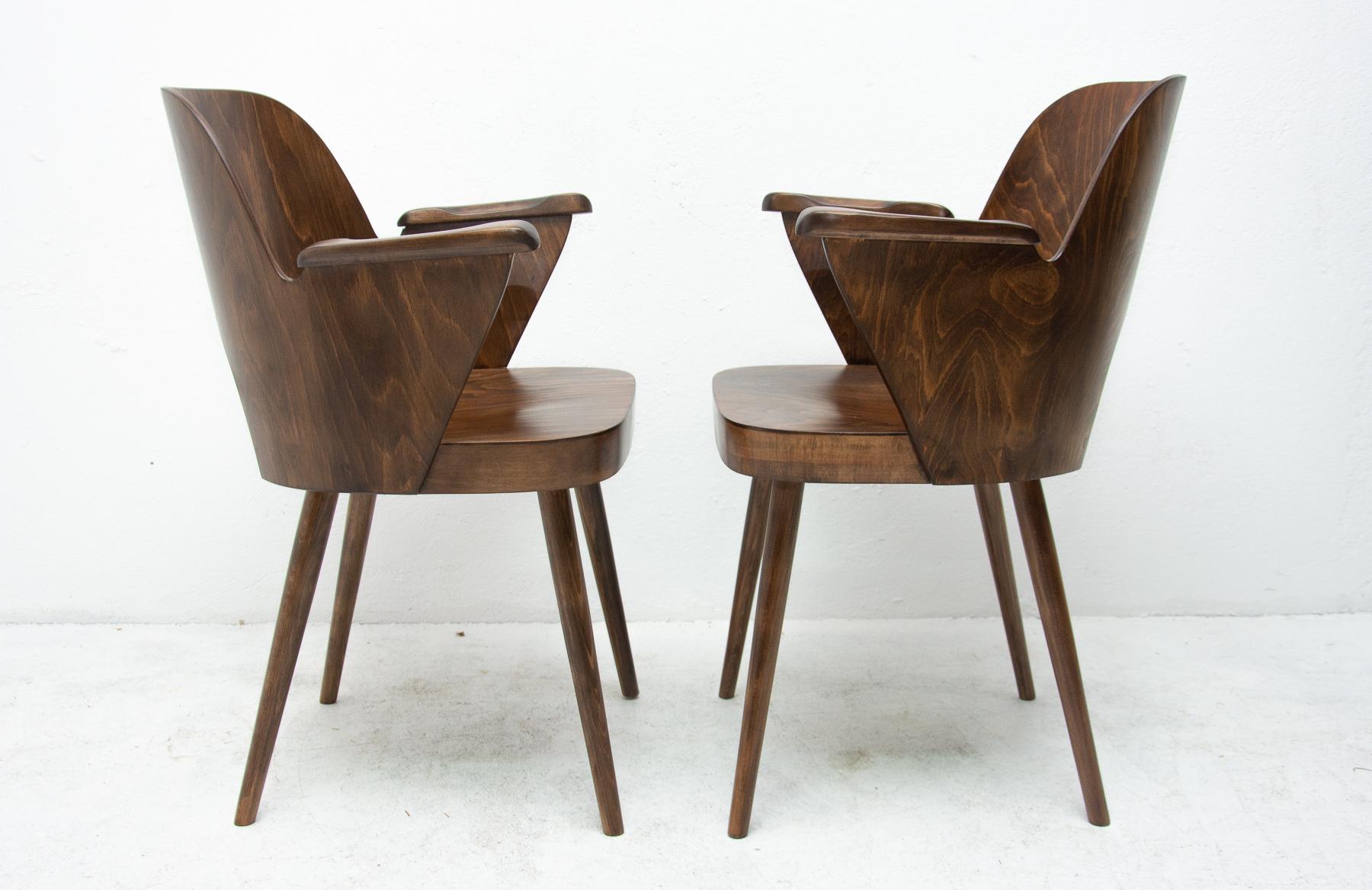 Pair of Bent Plywood Armchairs by Oswald Haerdtl for TON, 1960s 1