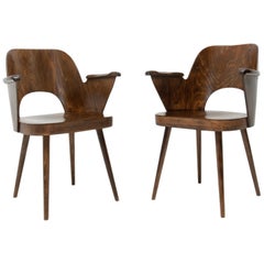 Pair of Bent Plywood Armchairs by Oswald Haerdtl for TON, 1960s