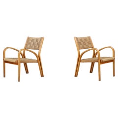 Pair of Bent Plywood & Braided Rope Armchairs by Augusto Romano, Italy, 1940s