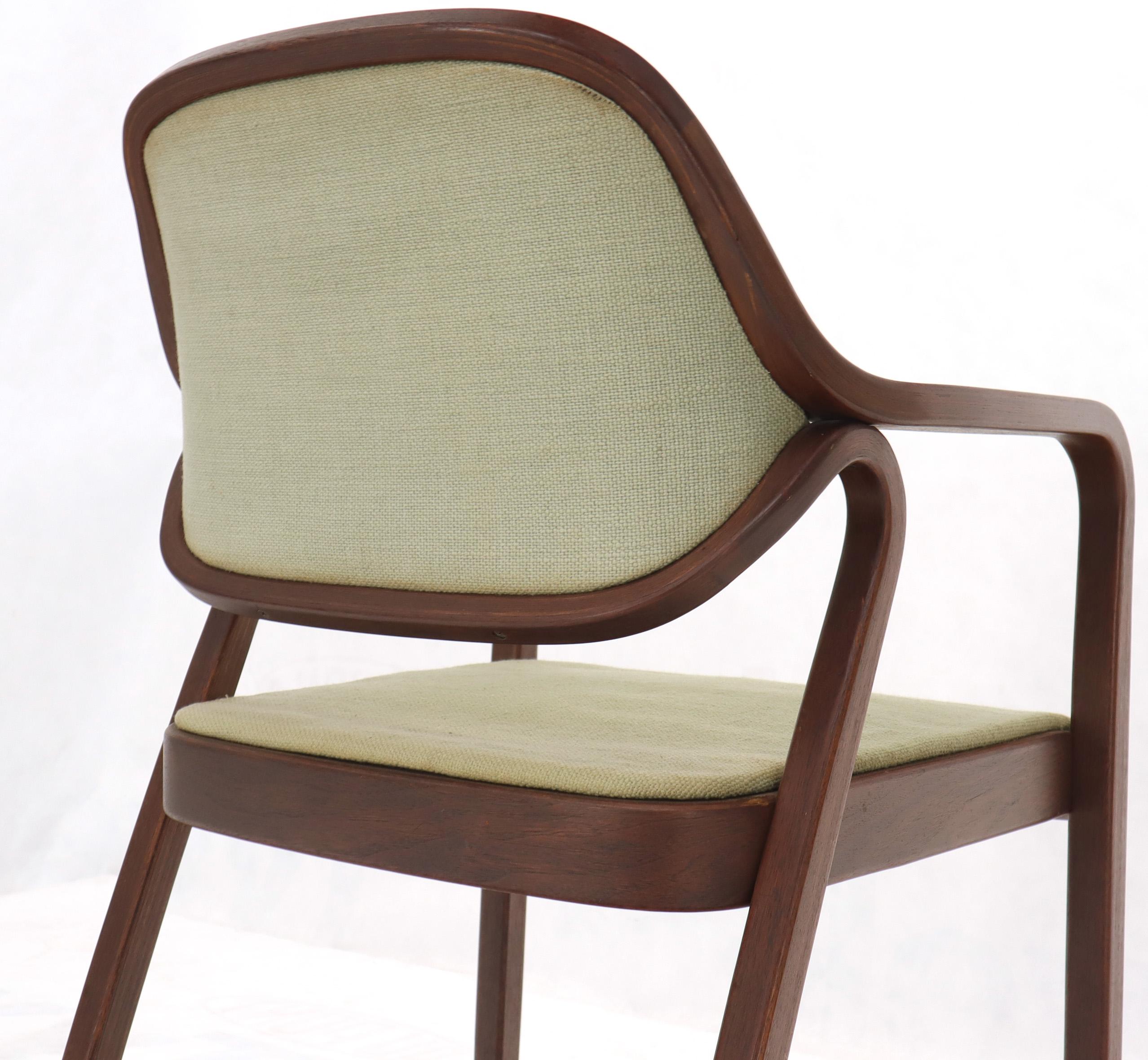 Pair of Bent Walnut Wood Dining Chairs by Knoll 3