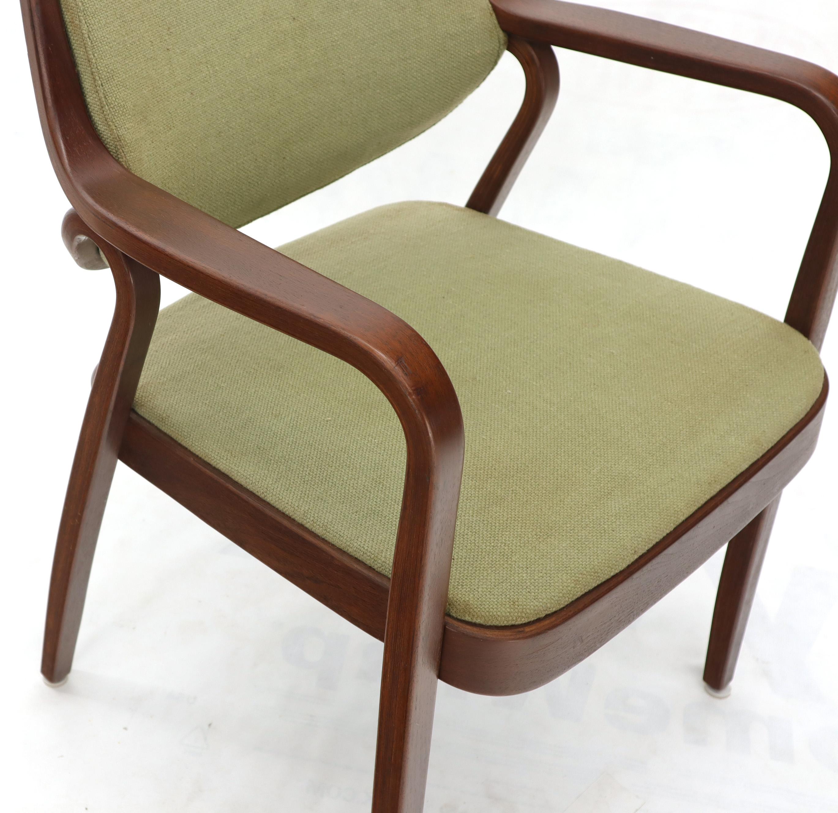Pair of Bent Walnut Wood Dining Chairs by Knoll In Fair Condition In Rockaway, NJ