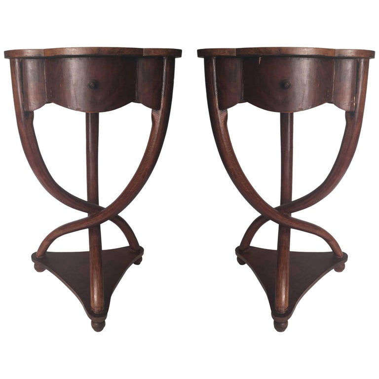 Pair of Bent Wood Walnut Tables For Sale at 1stdibs