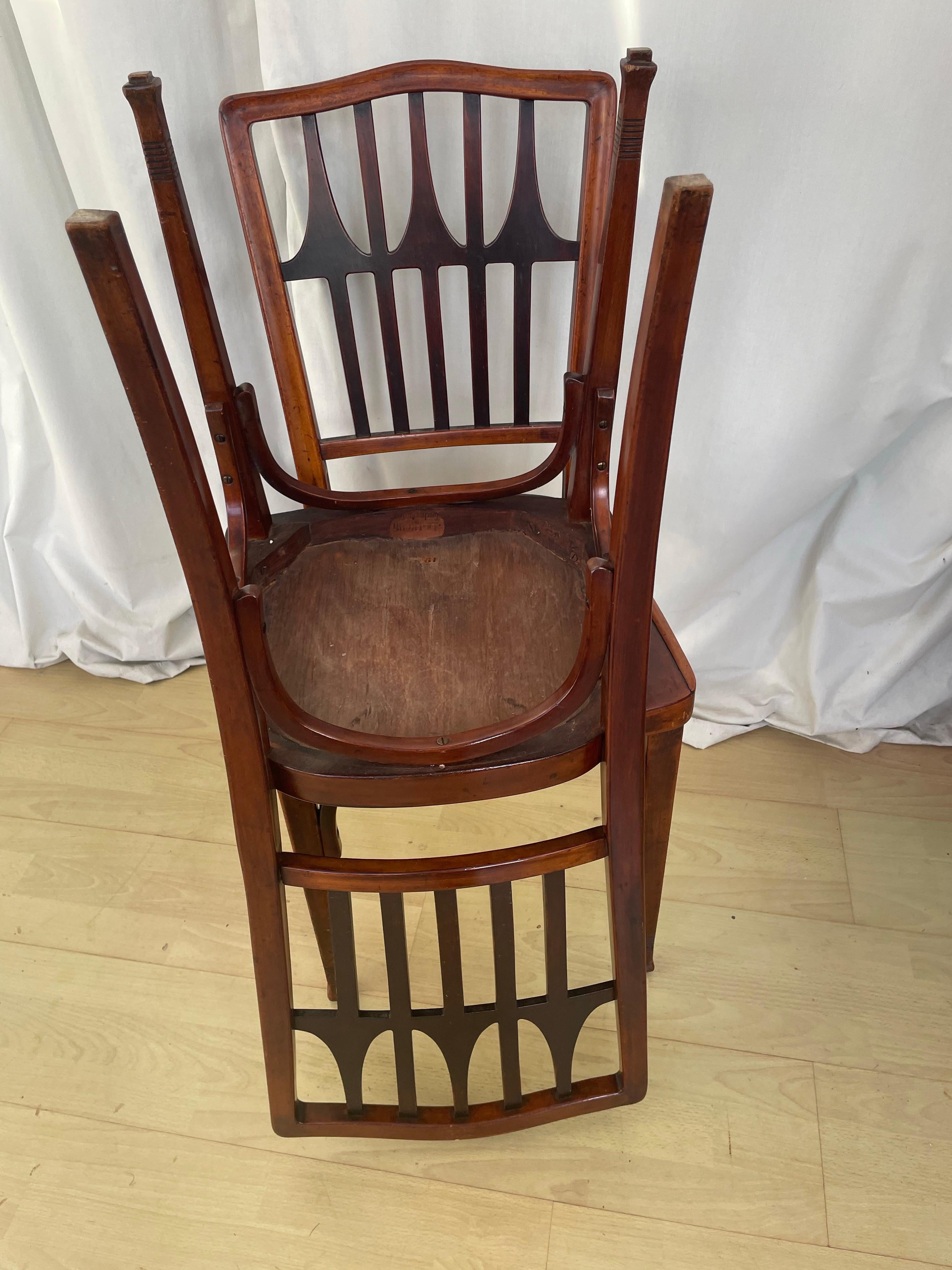 Art Nouveau Coppia di sedie bentoowd dei fratelli Kohn in vendita