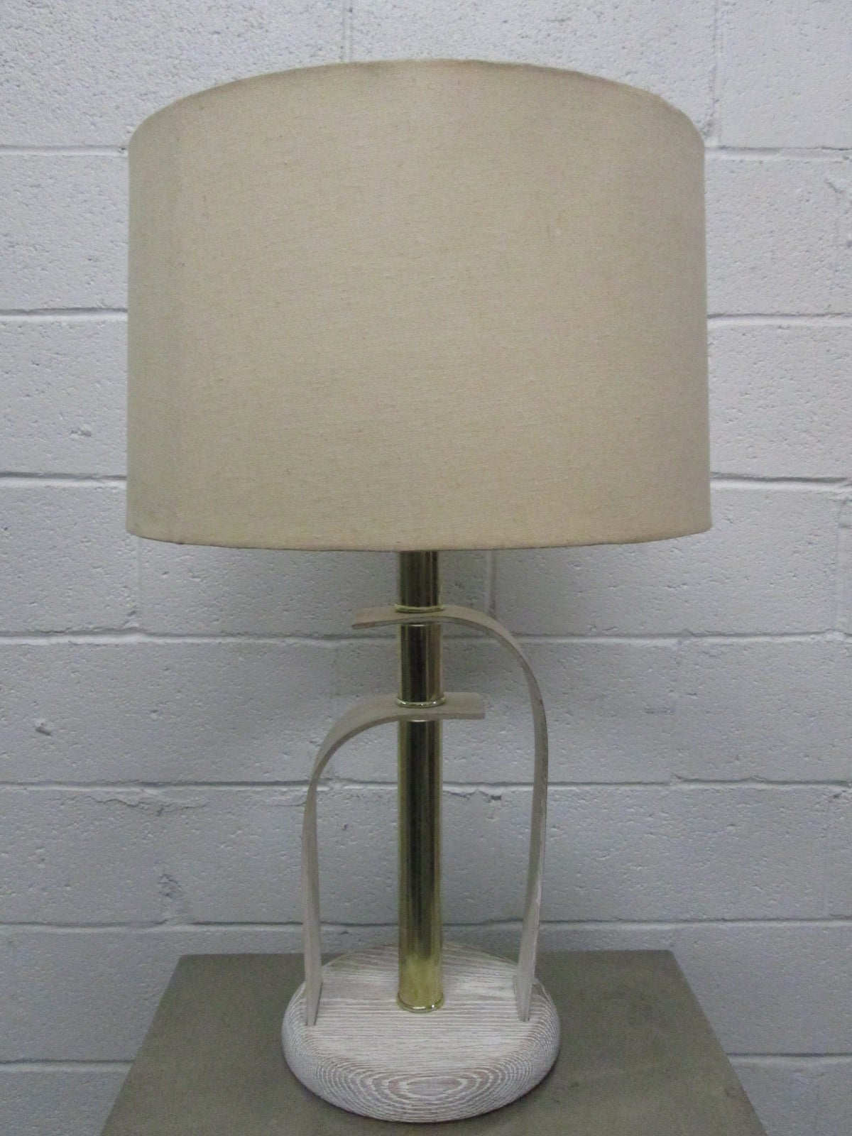 American Pair of Bentwood and Brass Cerused Oak Lamps For Sale