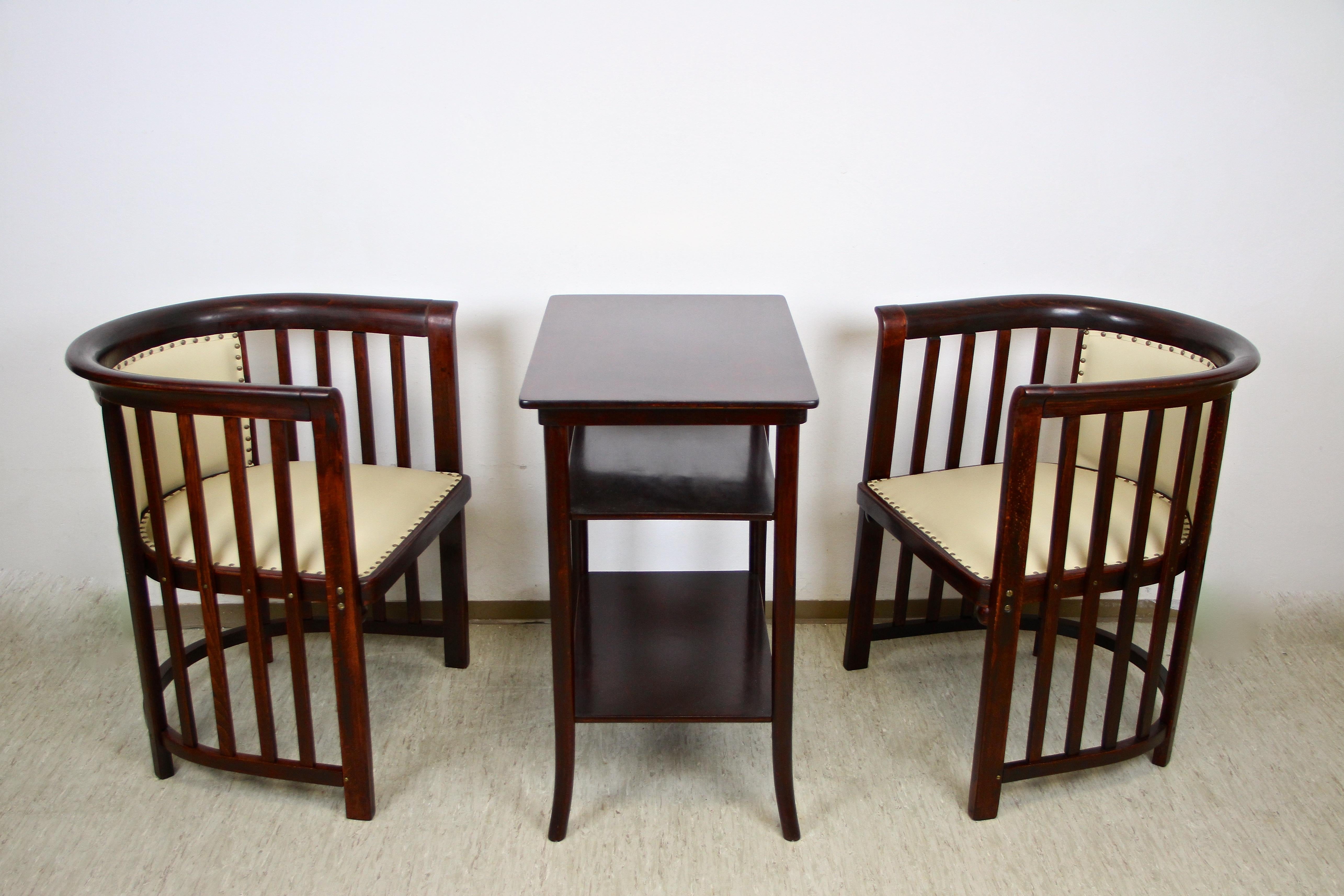 Pair of Bentwood Armchairs by J. Hoffmann and Thonet Table, Austria, circa 1905 2