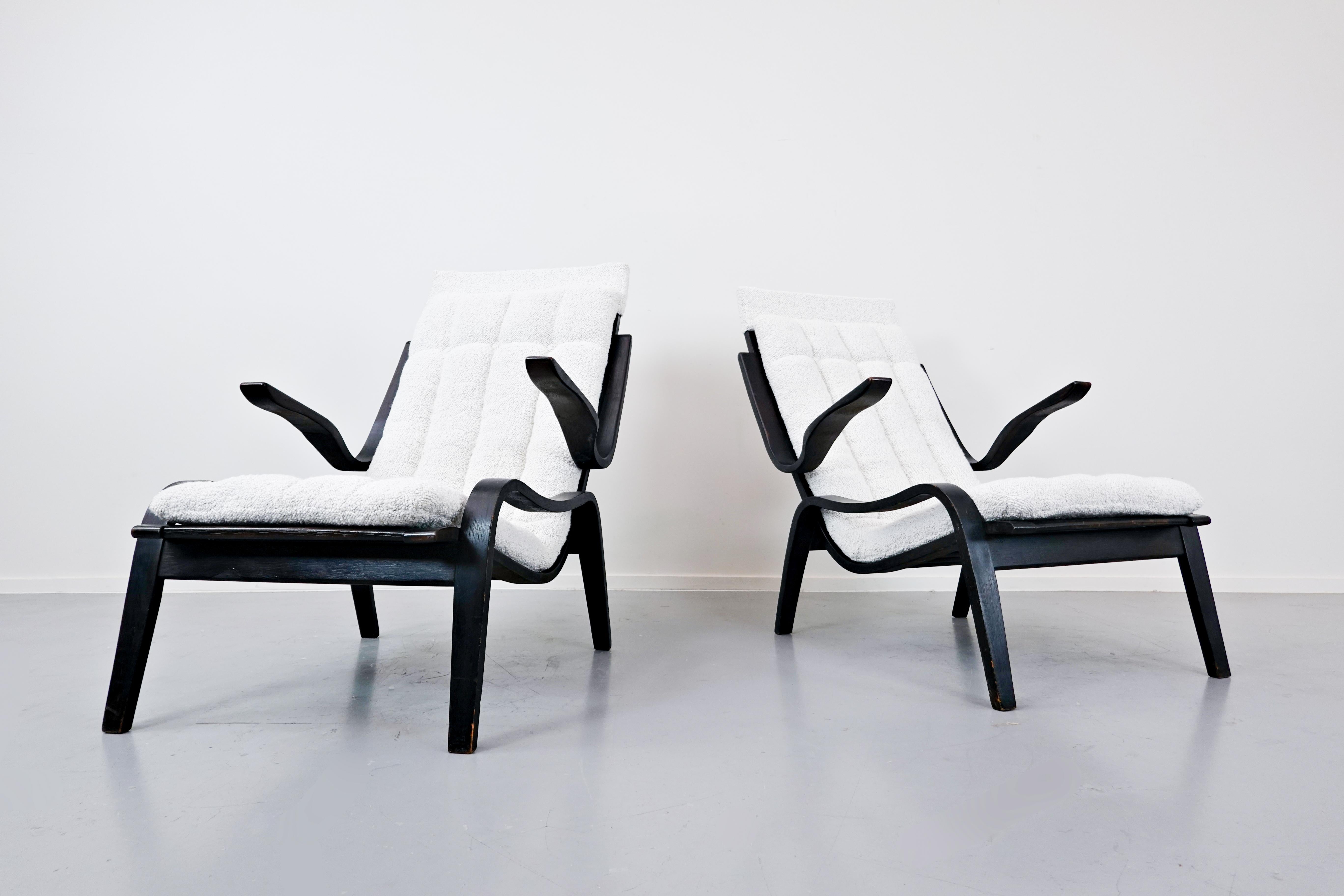 Mid-Century Modern Pair of Bentwood Armchairs by Jan Vanek for UP Zavodny, 1930s For Sale