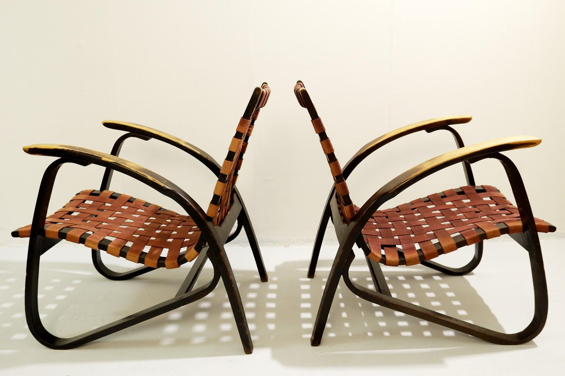 Pair of bentwood armchairs by Jan Vanek For UP Závody, 1930s.