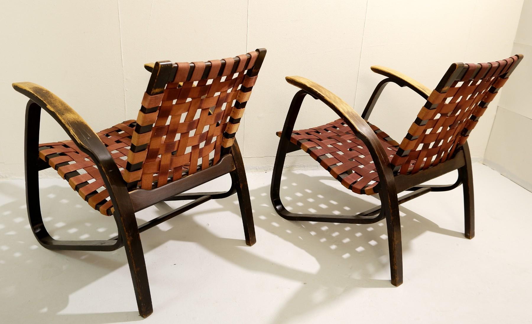Wood Pair of Bentwood Armchairs by Jan Vanek for UP Závody, 1930s
