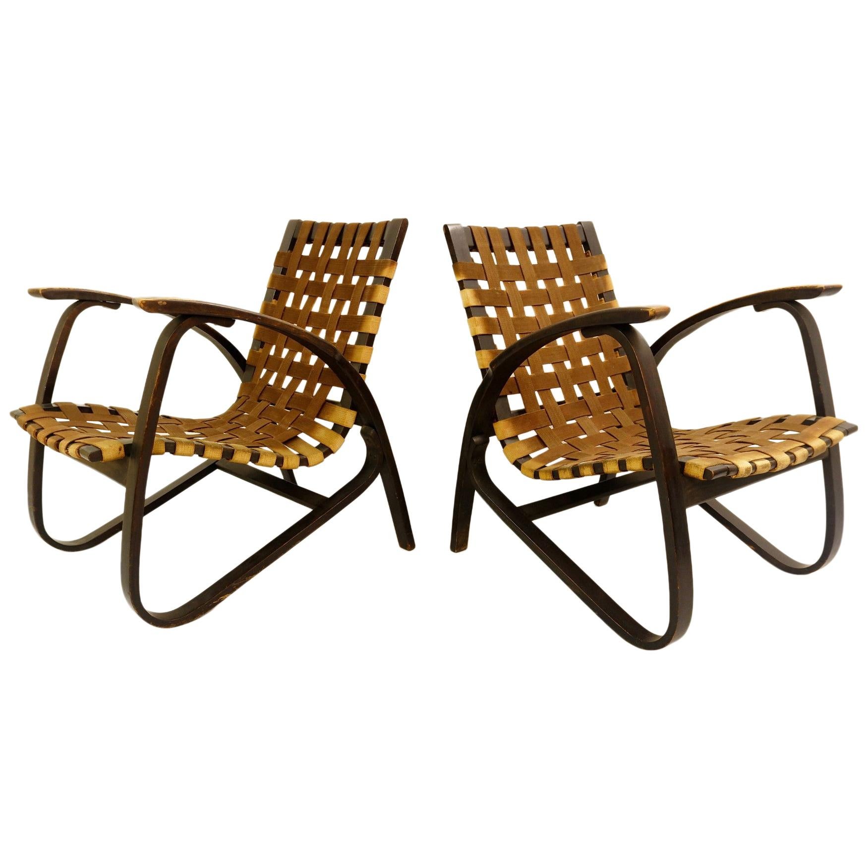 Pair of Bentwood Armchairs by Jan Vanek for UP Závody, 1930s