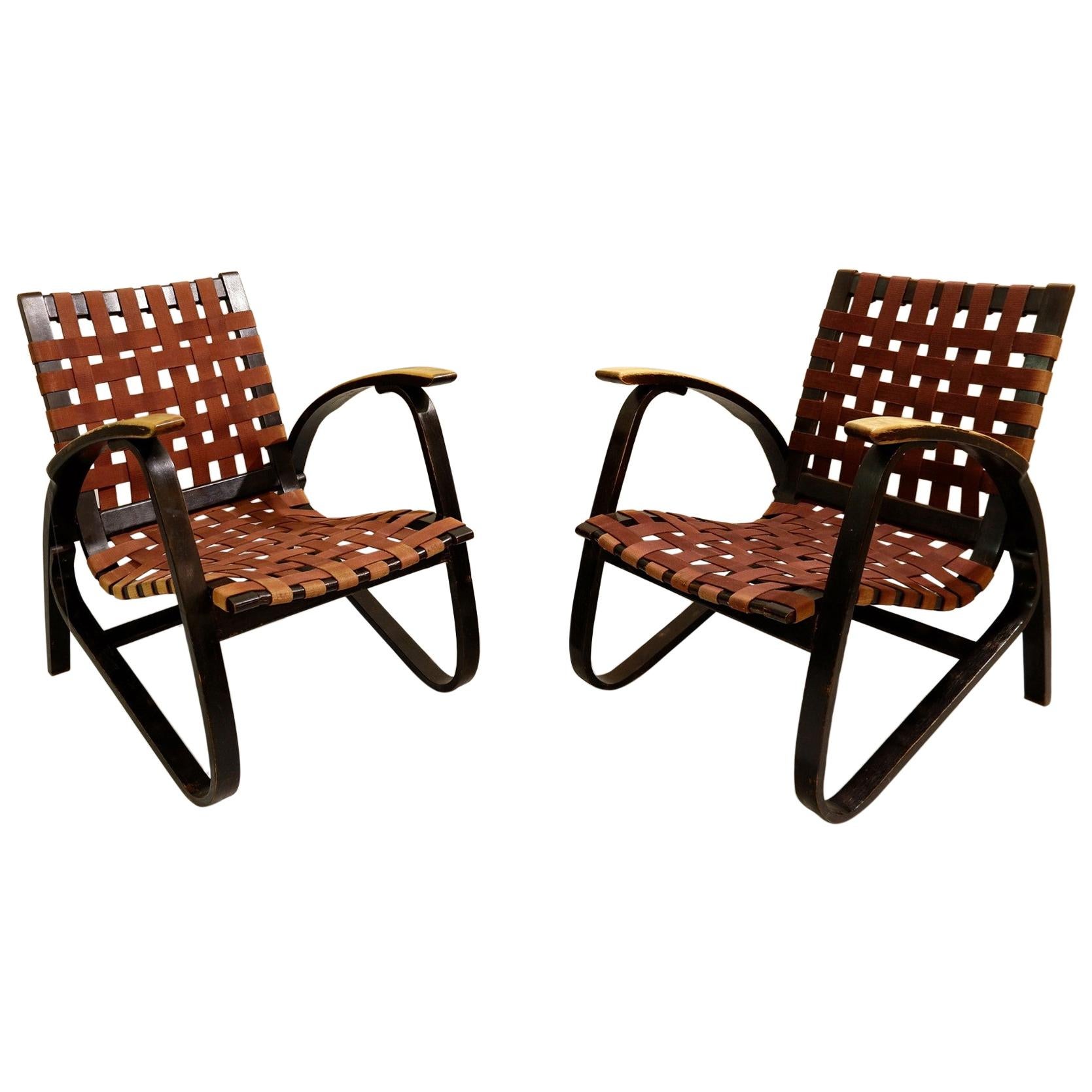 Pair of Bentwood Armchairs by Jan Vanek for UP Závody, 1930s