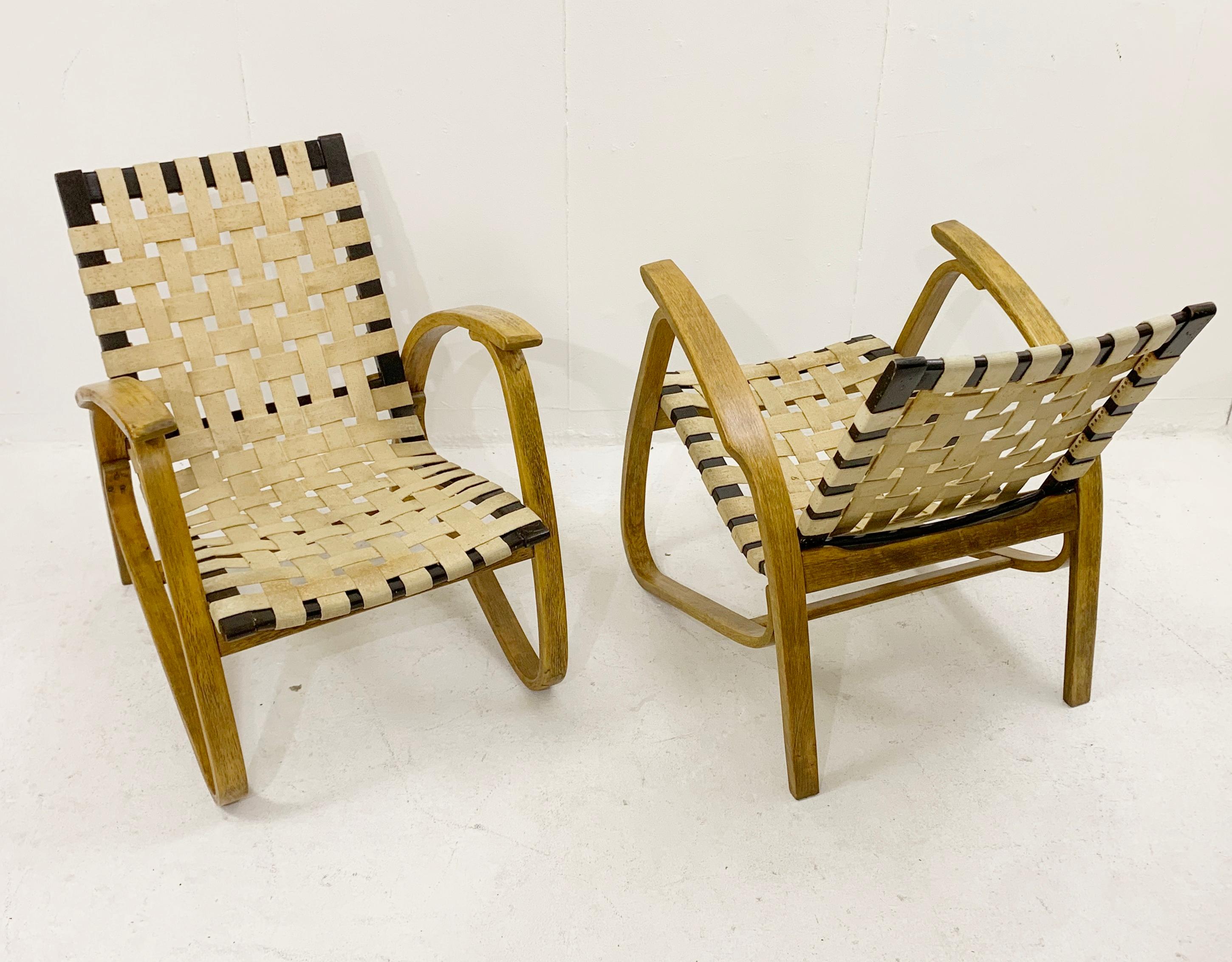 Pair of Bentwood Armchairs by Jan Vanek for UP Závody, Czech Republic 1930s 2