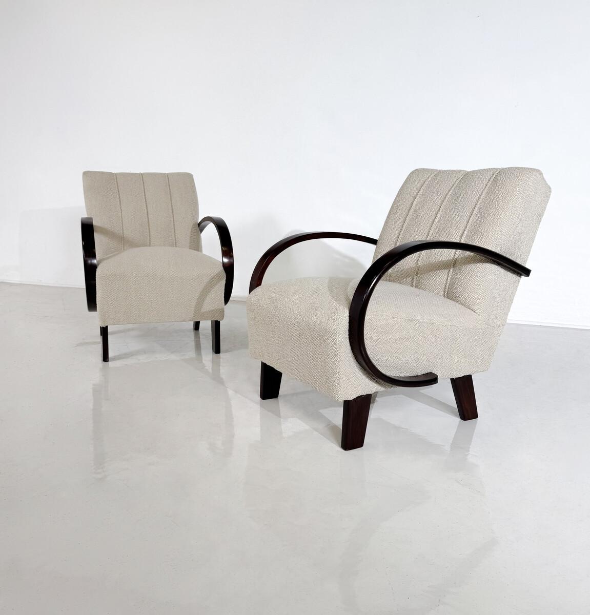 Paire de fauteuils en bois courbé par Jindrich Halabala - République Tchèque 1940s Bon état - En vente à Brussels, BE