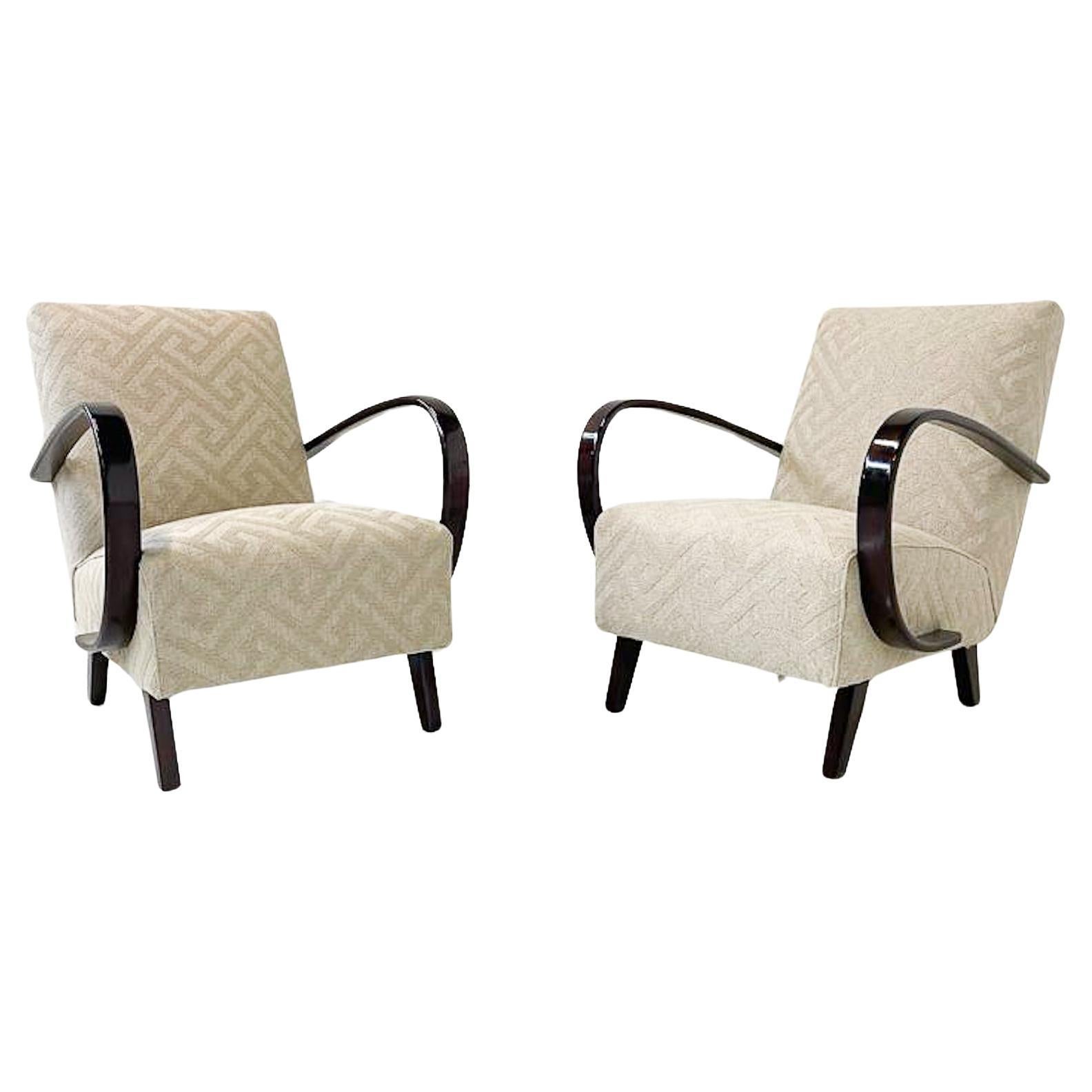 Pair of Bentwood Armchairs by Jindrich Halabala - Czech Republic 1940s For Sale
