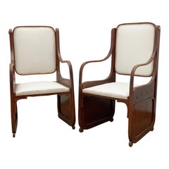 Antique Pair of Bentwood Armchairs by Koloman Moser, Viennese Secession, circa 1900