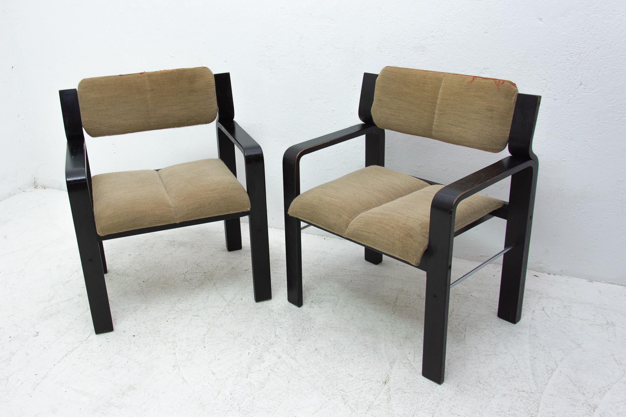 Czech Pair of Bentwood Armchairs by Ludvík Volák for Dřevopodnik Holešov, 1980s