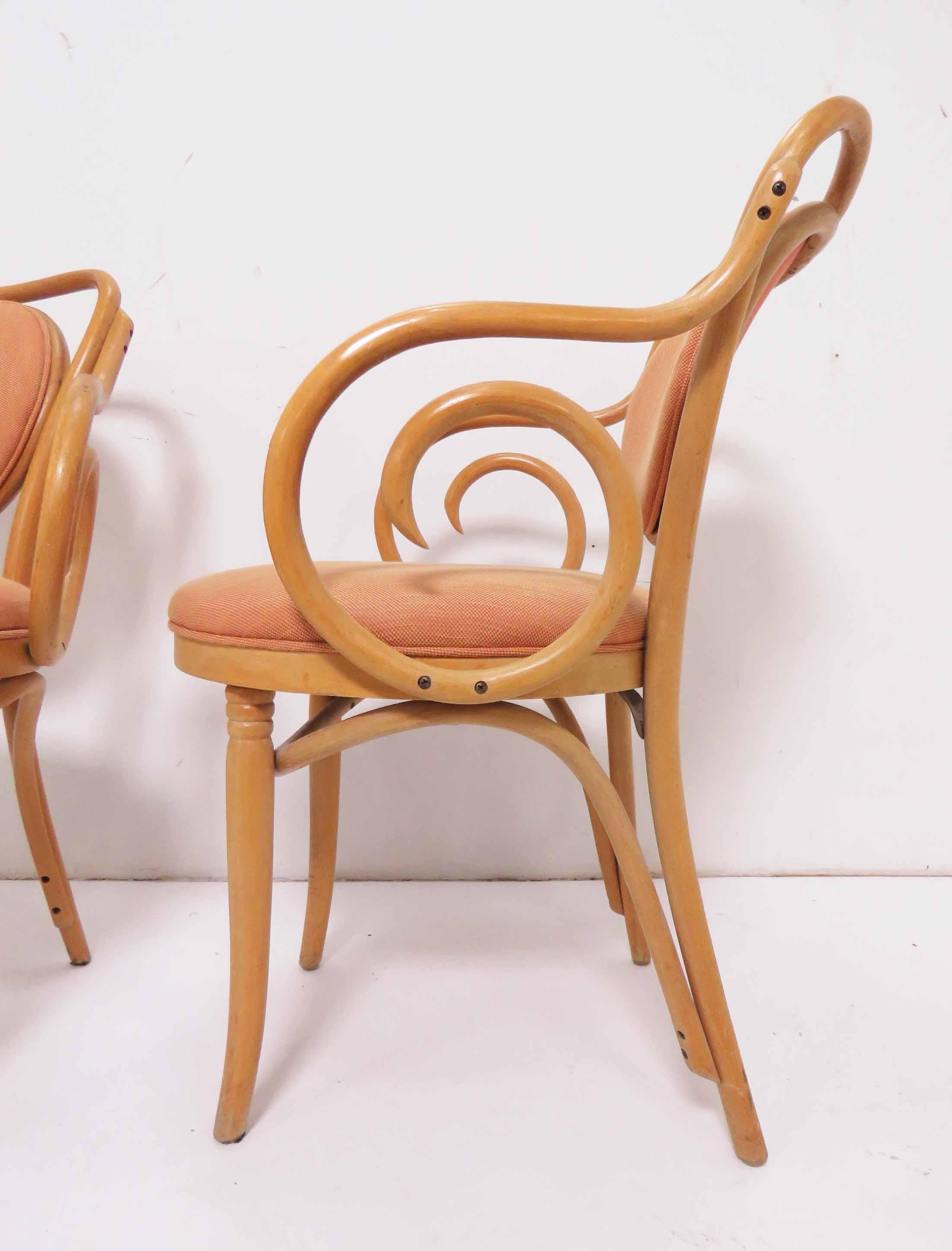 European Pair of Bentwood Armchairs in the Manner of Thonet No. 5, circa 1950s