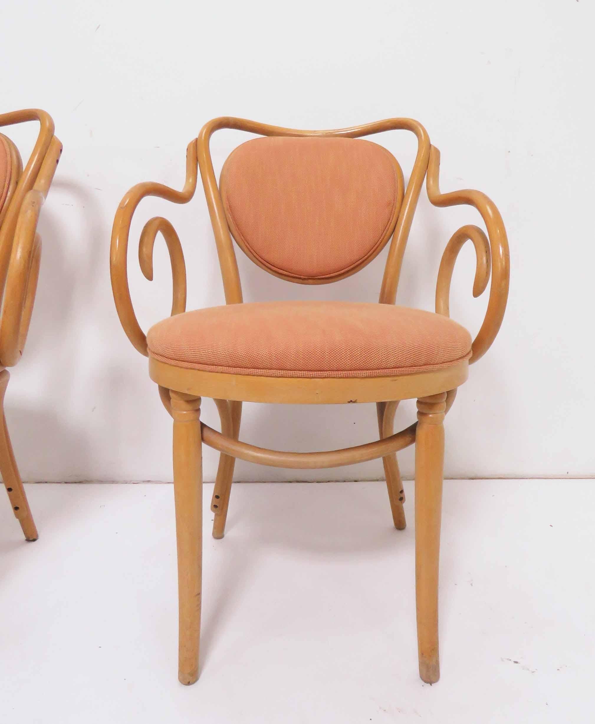 20th Century Pair of Bentwood Armchairs in the Manner of Thonet No. 5, circa 1950s