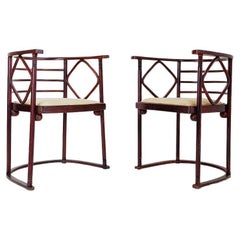 Antique Pair of bentwood Armchairs mod. Fledermaus by Josef Hoffmann for Thonet, 1910s