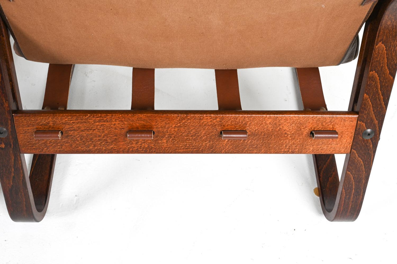 Paire de chaises longues en bois cintré et cuir de buffle par Giske Carlsen pour Kleppe en vente 8