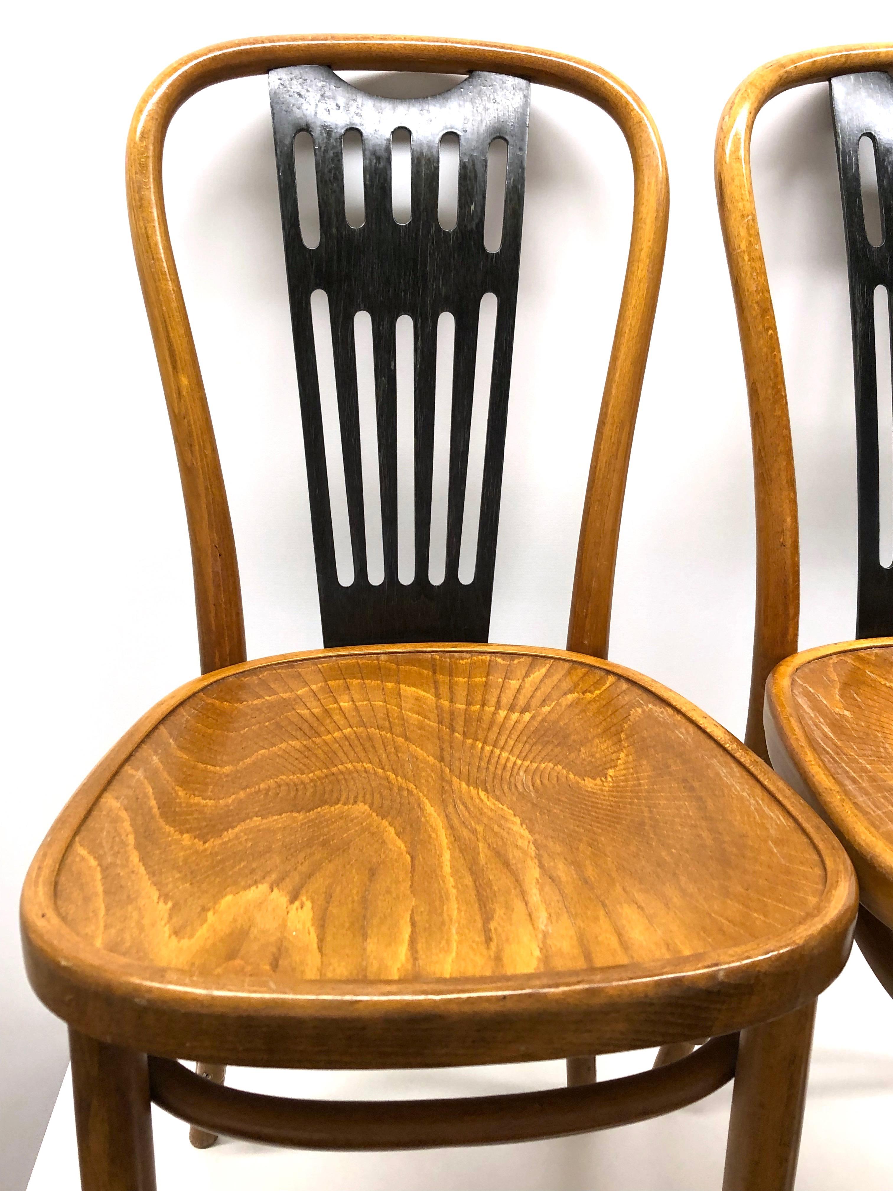 Lacquered Pair of Bentwood Chairs made by ZPM Radomsko, Poland for Mobilair, Germany