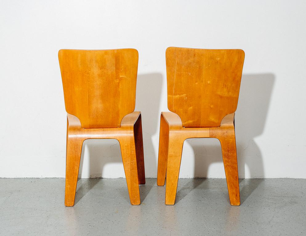 Mid-Century Modern Pair of Bentwood Dining Chairs by Thaden Jordan