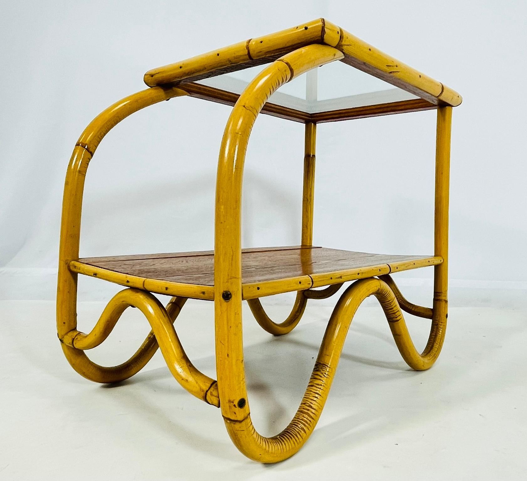 Paire de tables d'appoint en bentwood et verre, États-Unis, années 1950 en vente 4