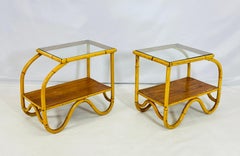 Pair of Bentwood & Glass Side Tables, USA 1950's