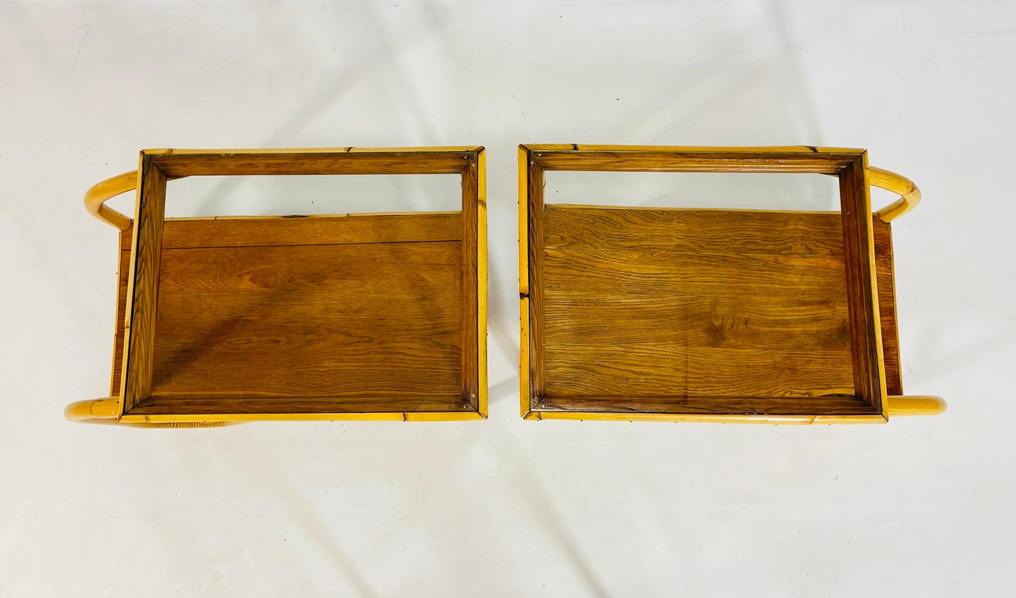 Paire de tables d'appoint en bentwood et verre, États-Unis, années 1950 en vente 1