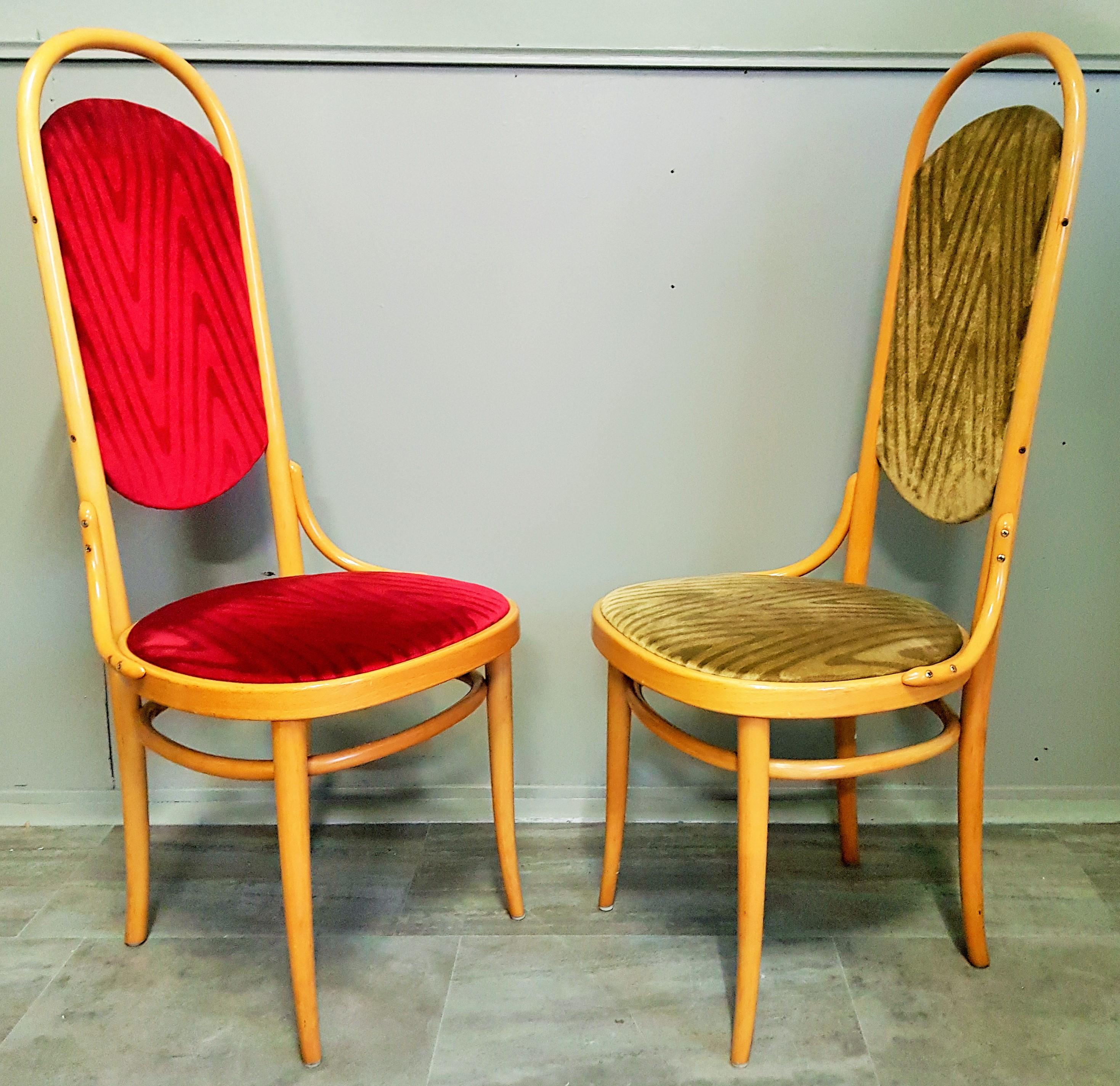 Pair of Bentwood High Back Dining Chairs by Thonet For Sale 1