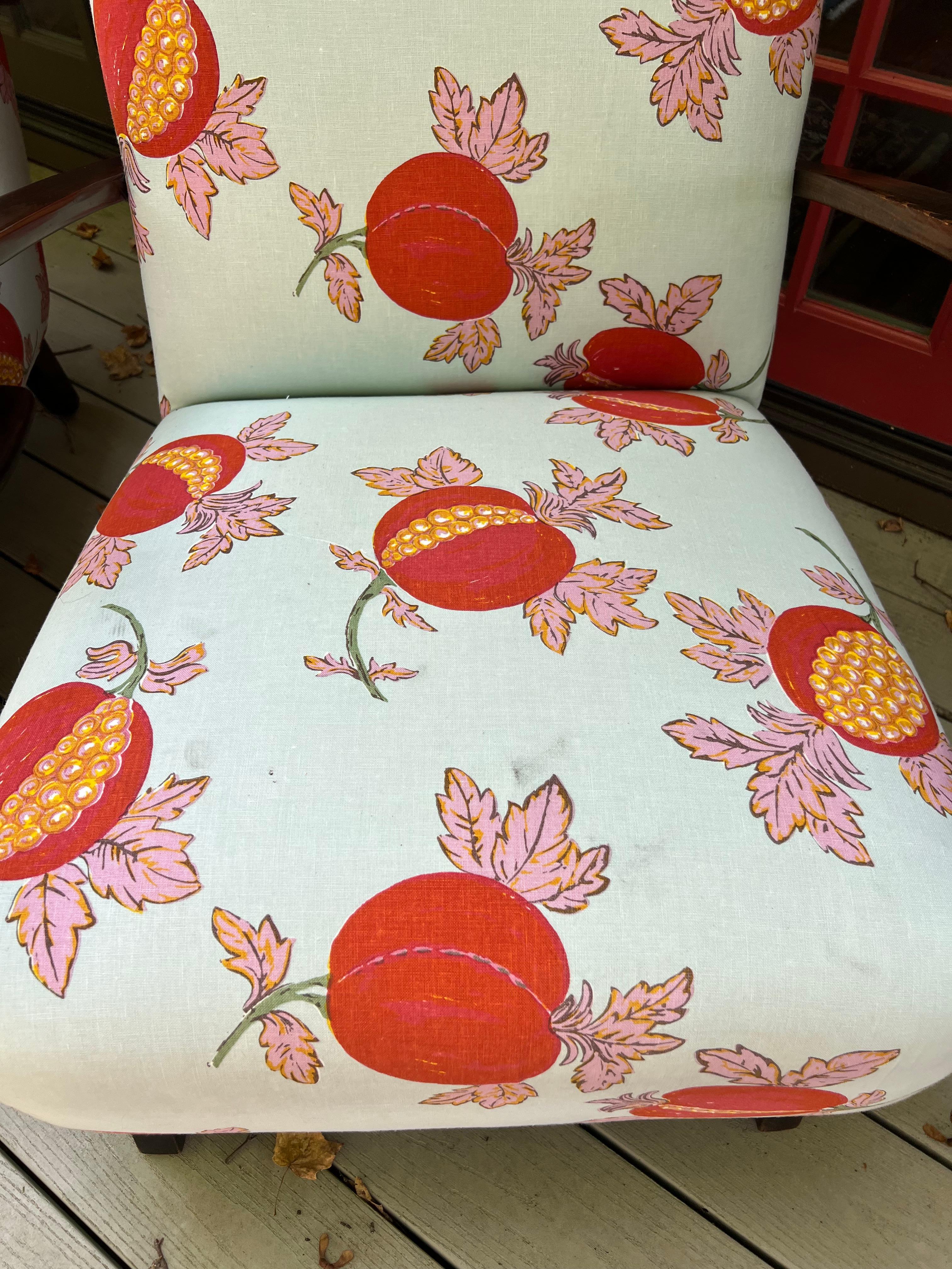 Tissu d'ameublement Pair of Bentwood Lounge Chairs in the Style of Halabala in Raoul Textile en vente