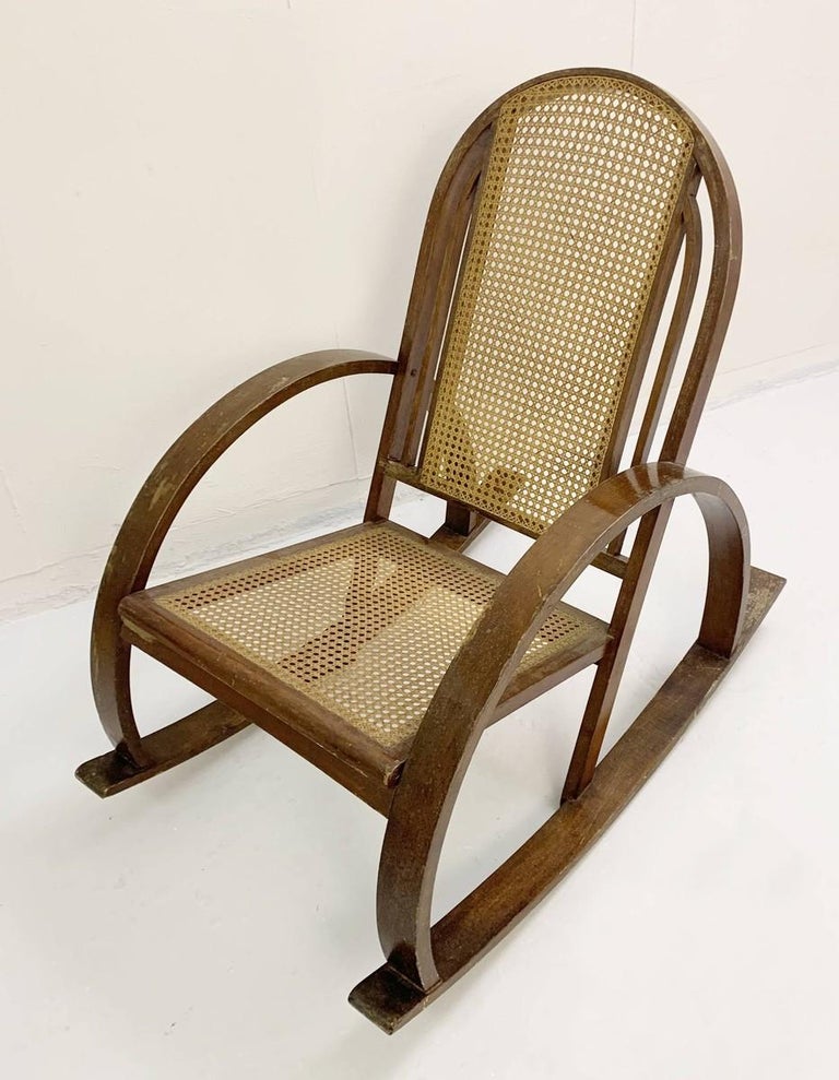 Pair of Bentwood Rocking Chairs with Sitting and Back in Caning For