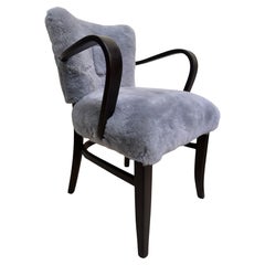 Pair of Bentwood & Shearling Covered Art Deco Side Chairs