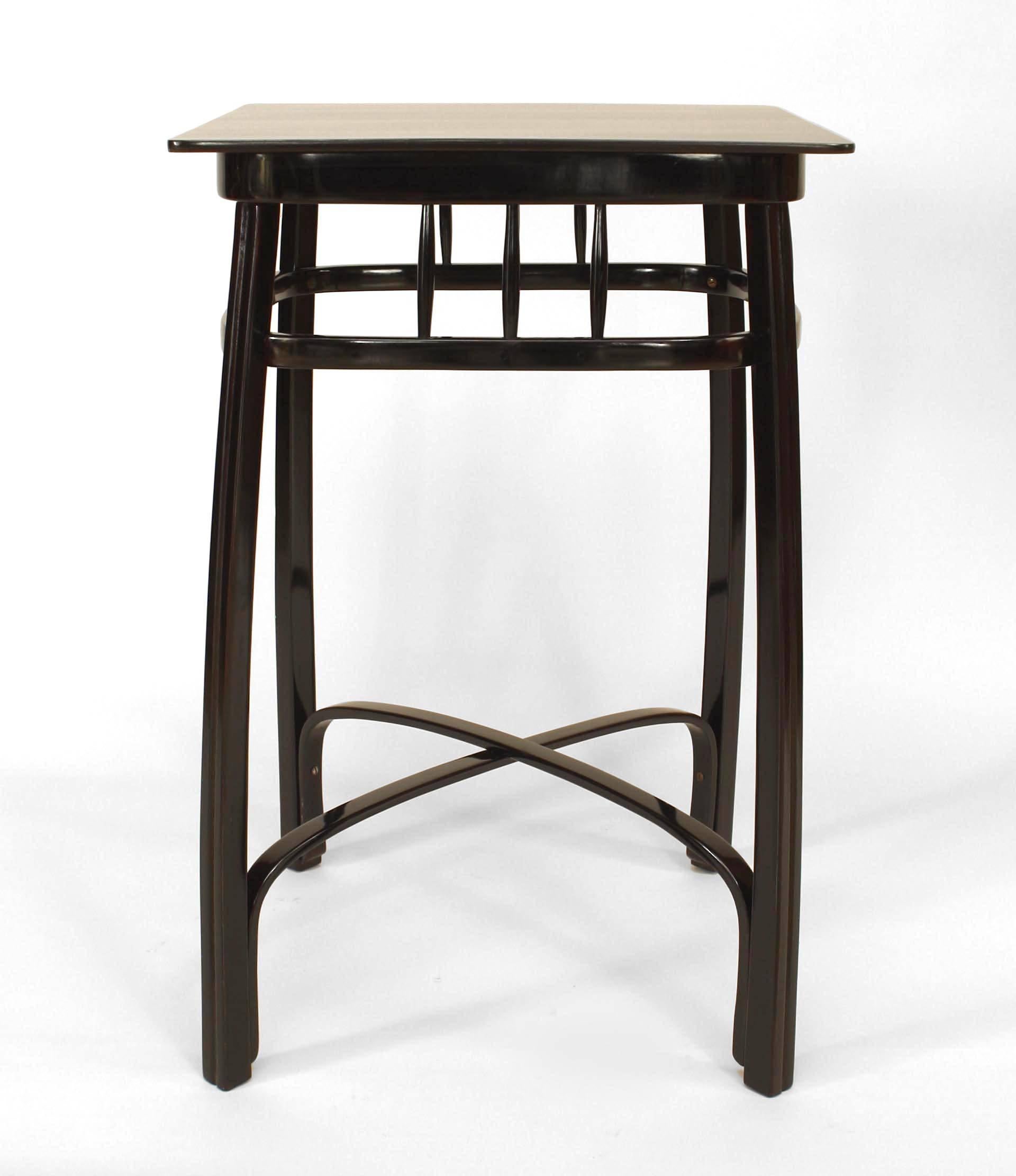 Pair of Bentwood Vienna Secession (1905) ebonized beech wood square end tables with an 